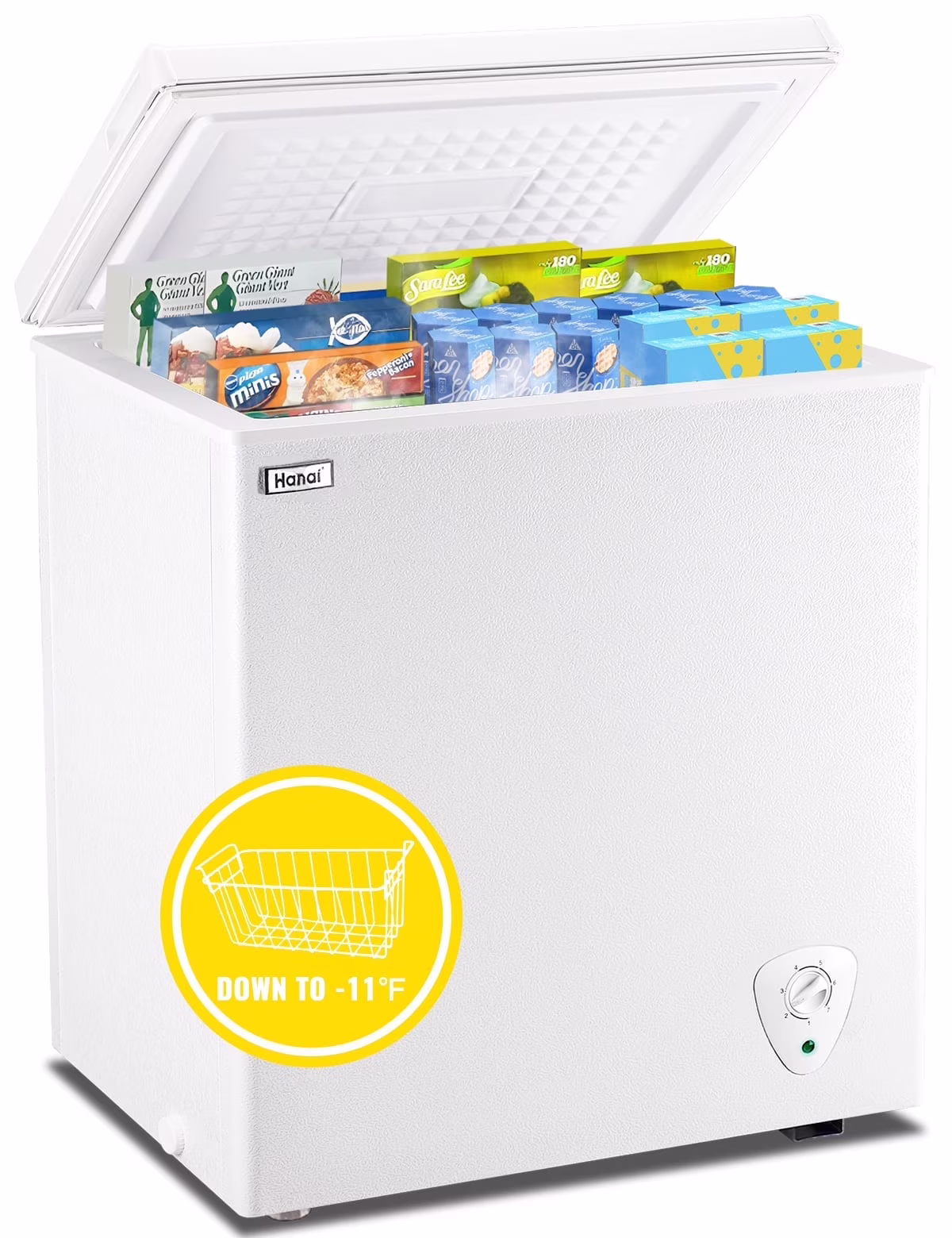 WANAI 3.5 Cu.ft Chest Freezer Small Deep Freeze with 7 Gears Temp Control Office Dorm Kitchen White - Image 5