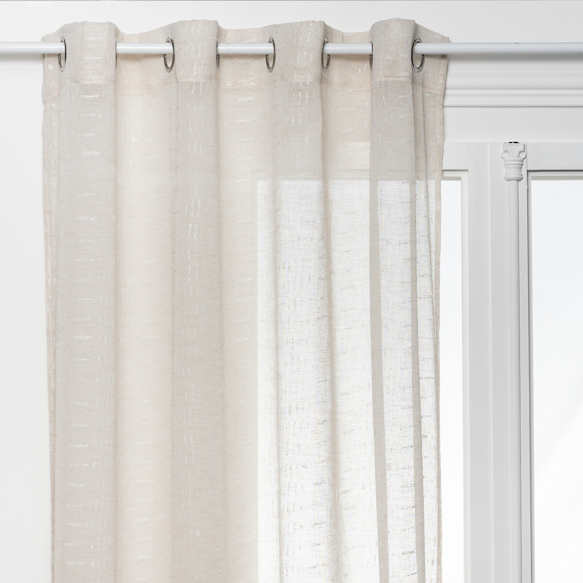 Printed voile curtains "Fred" Beige, 140x240 cm