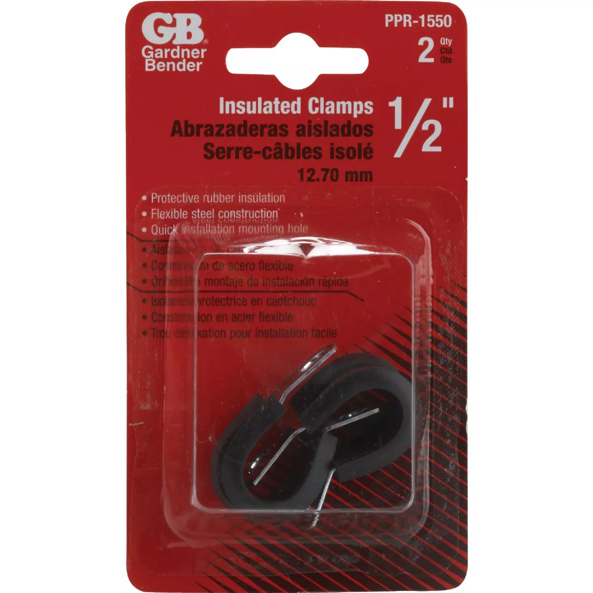 Gardner Bender 1/2 In. Steel with Rubber Insert Black Cable Clamp (2-Pack)
