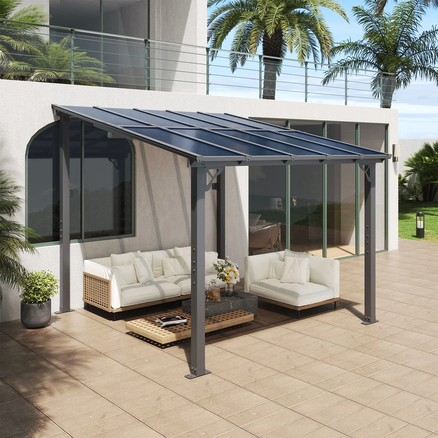 Aoxun 8' x 5' Gazebo for Patio, Gazebo Pergola with Sloped Roof, Grill Gazebo Large Wall-Mounted Heavy Duty Awnings, for Backyard, Deck, Patio - Image 64