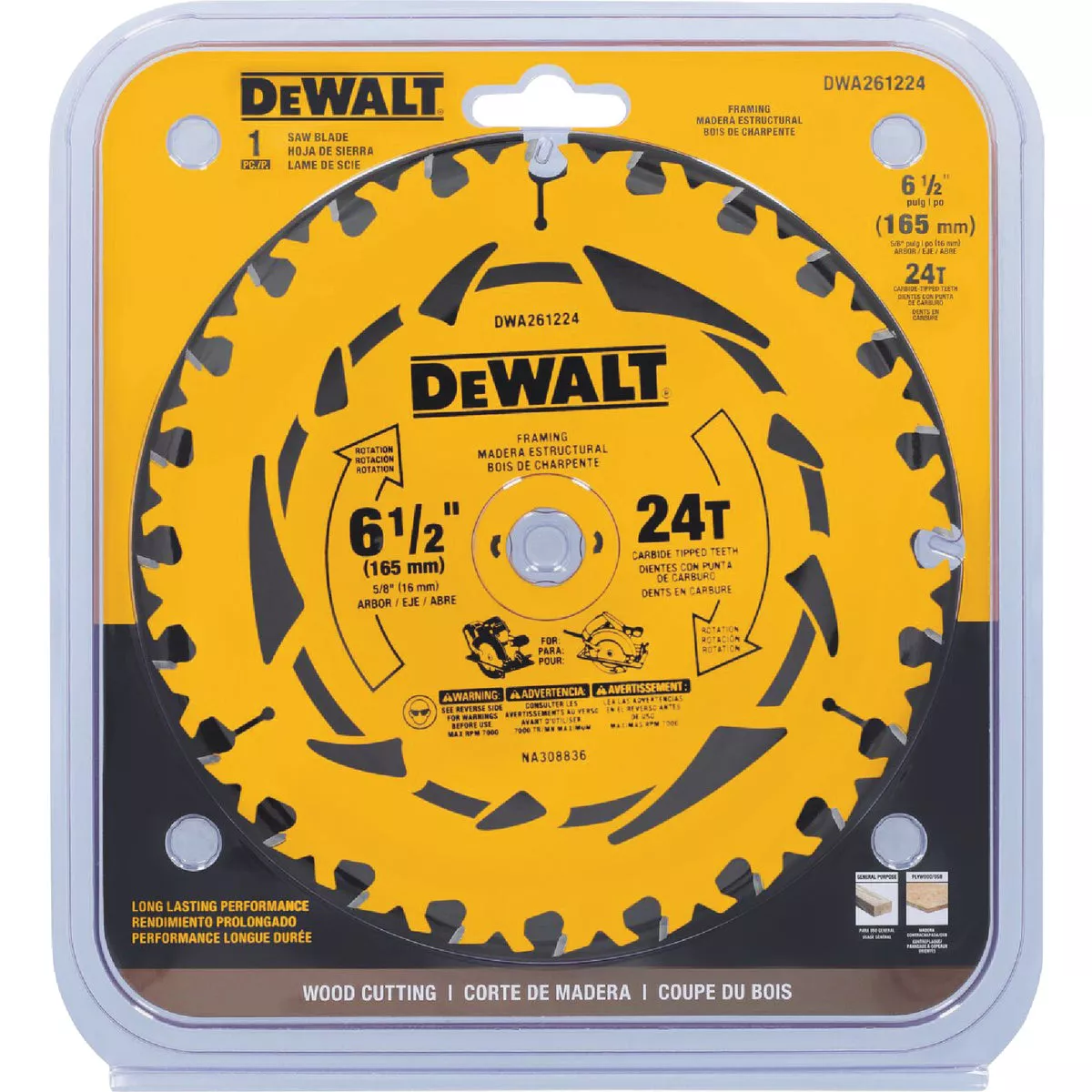 DEWALT 6-1/2 In. 24-Tooth Circular Saw Blade