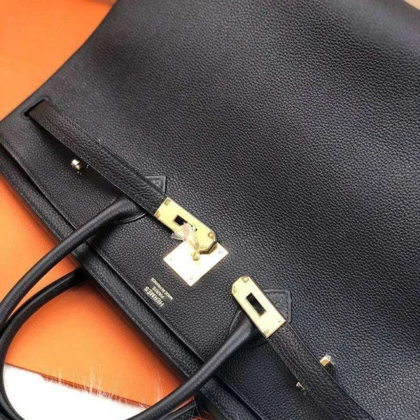 Hermes birking replica purse 40 Black Togo Leather with Gold Hardware1:1High-quality replica