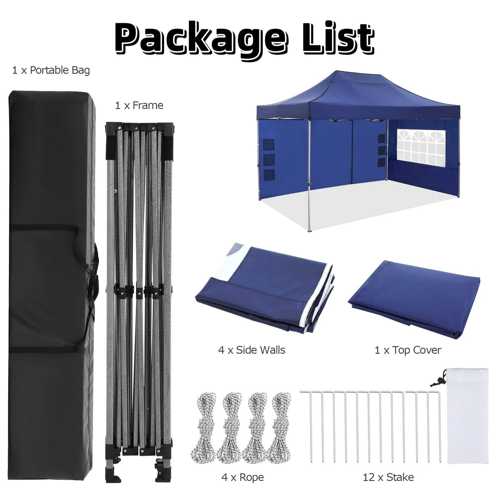 COBIZI 10x15 Heavy Duty Pop up Canopy Tent with 4 Sidewalls,Outdoor Waterproof Canopy Tent Event Shelter for Parties, Commercial-Series, Blue - Image 7