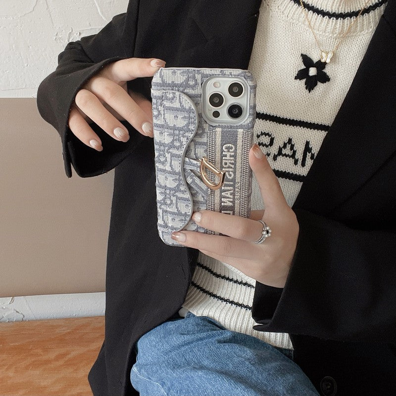 CD Black & Grey Fabric Card Bag iPhone Case - Wholesale & Influencer