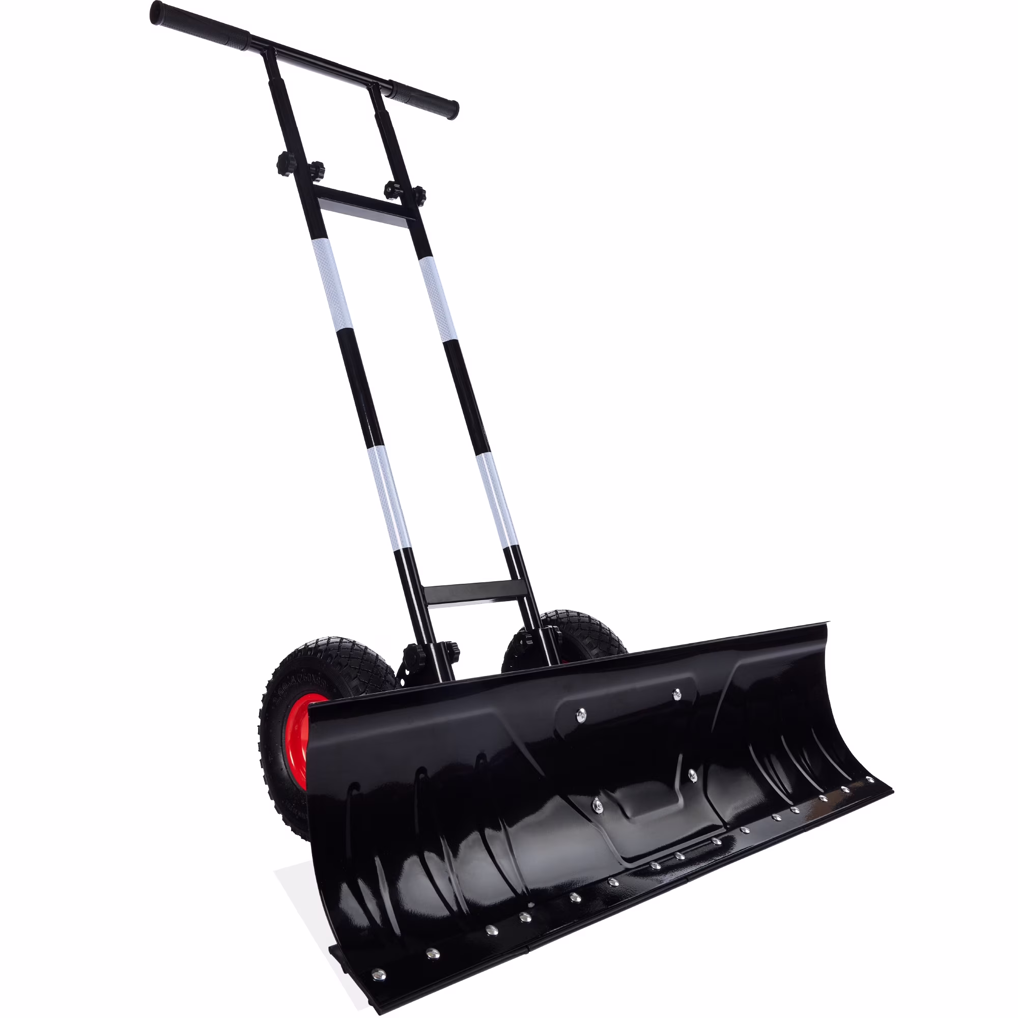 Best Choice Products 36in Galvanized Steel Blade Hand Snow Pusher With 2 Wheels, Adjustable Handle, Black