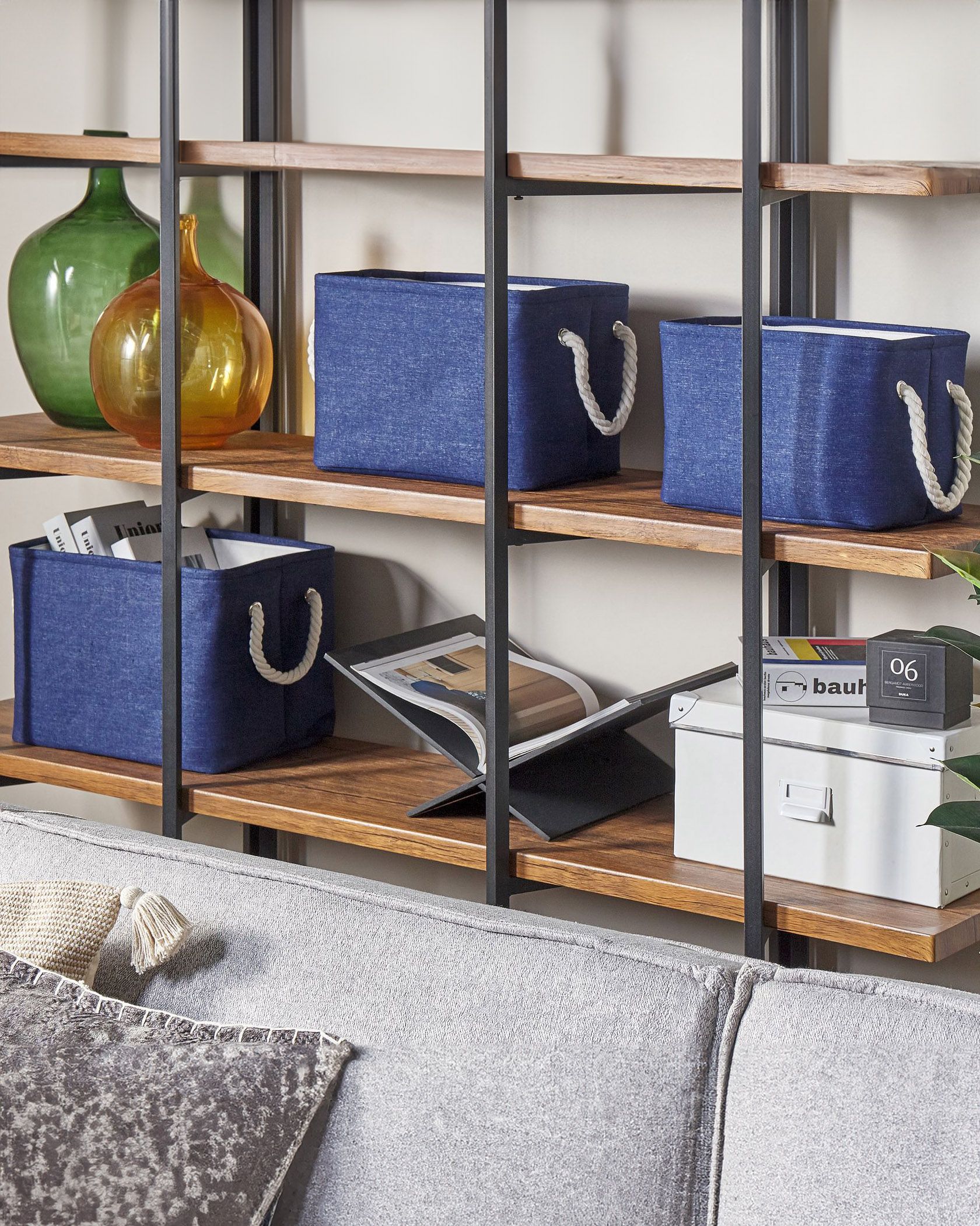 Set of 3 Baskets DARQAB Cotton Navy Blue