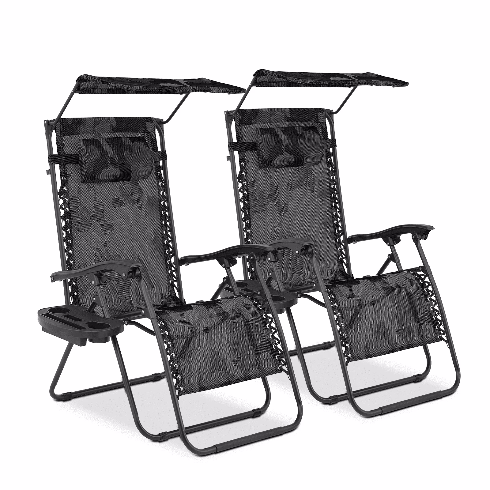MoNiBloom Zero Gravity Reclining Chairs Set Of 2 With Canopy Shade And Headrest, Black - 330 lbs - Image 8 MoNiBloom Zero Gravity Reclining Chairs Set Of 2 With Canopy Shade And Headrest, Black - 330 lbs - Image 8