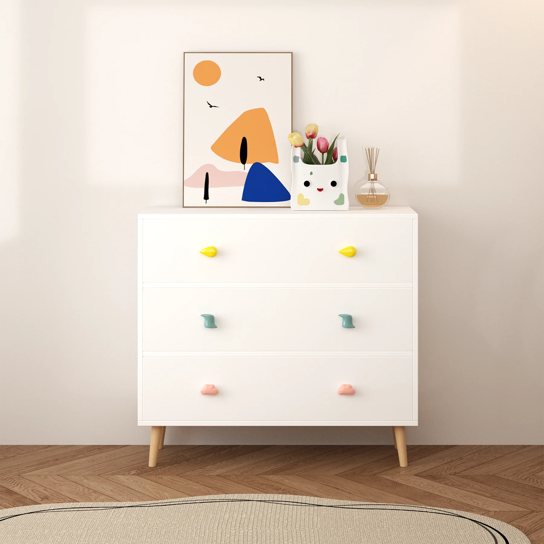 Miniyam Drawer Dresser with Glides & Safety Design for Kids, Colorful - Image 12