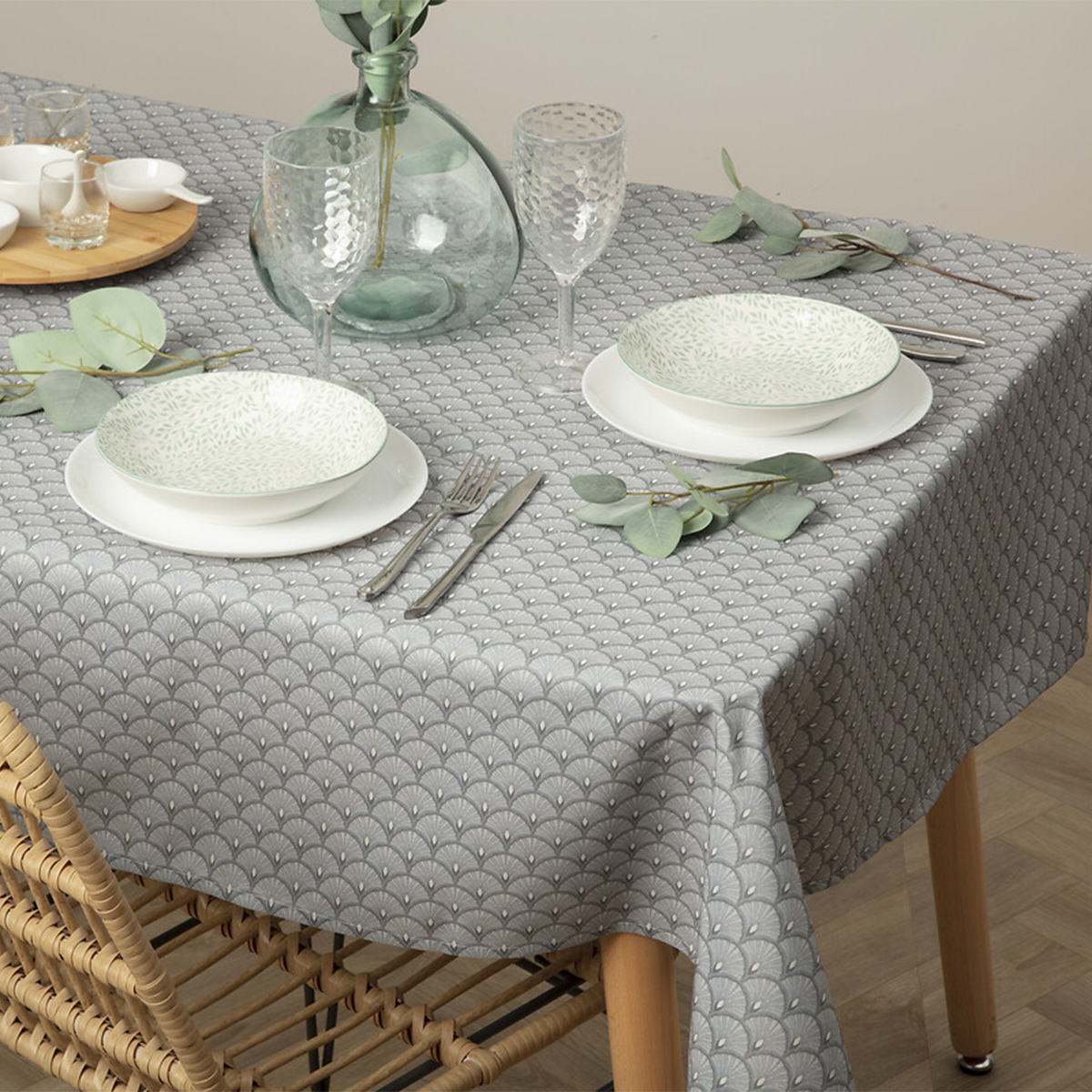 Tablecloth stain resistant "Livia" Grey, 150x300 cm
