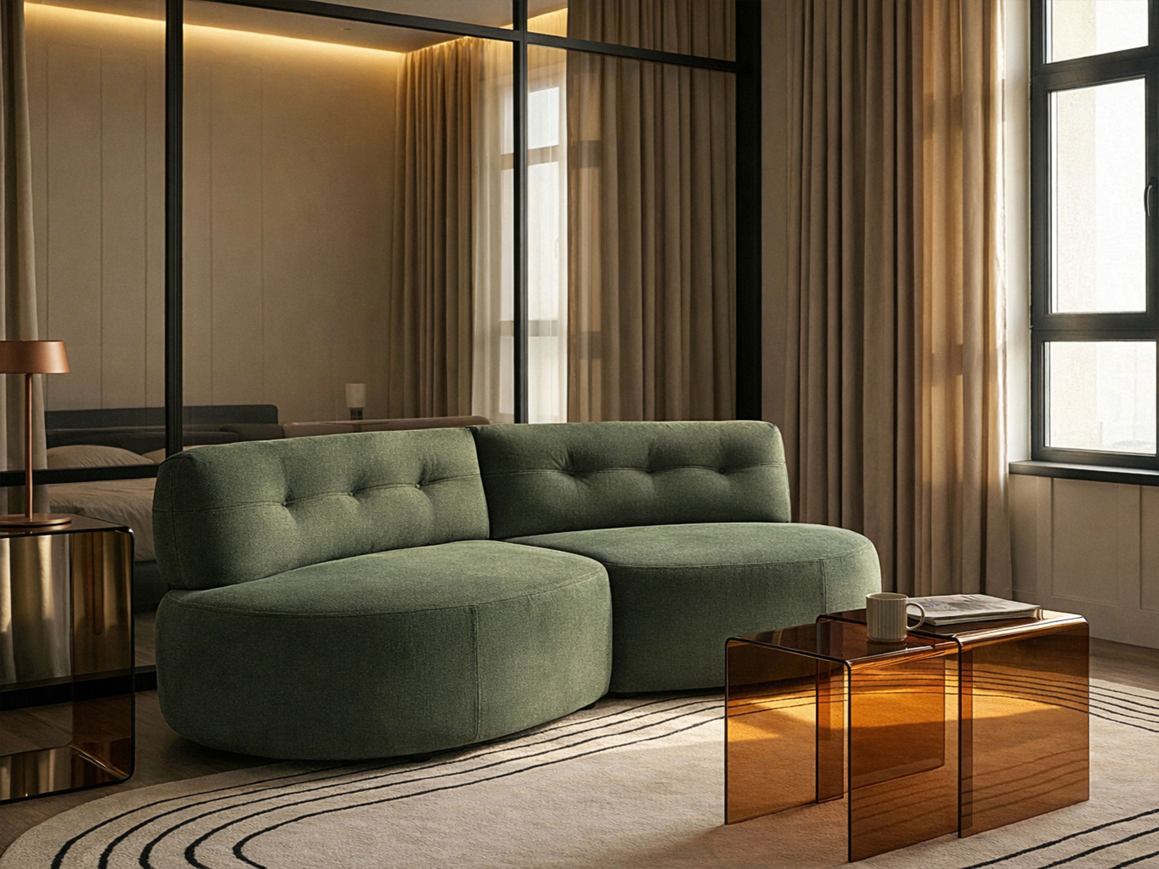 Sofa 3 Seater LAERDAL Fabric Green