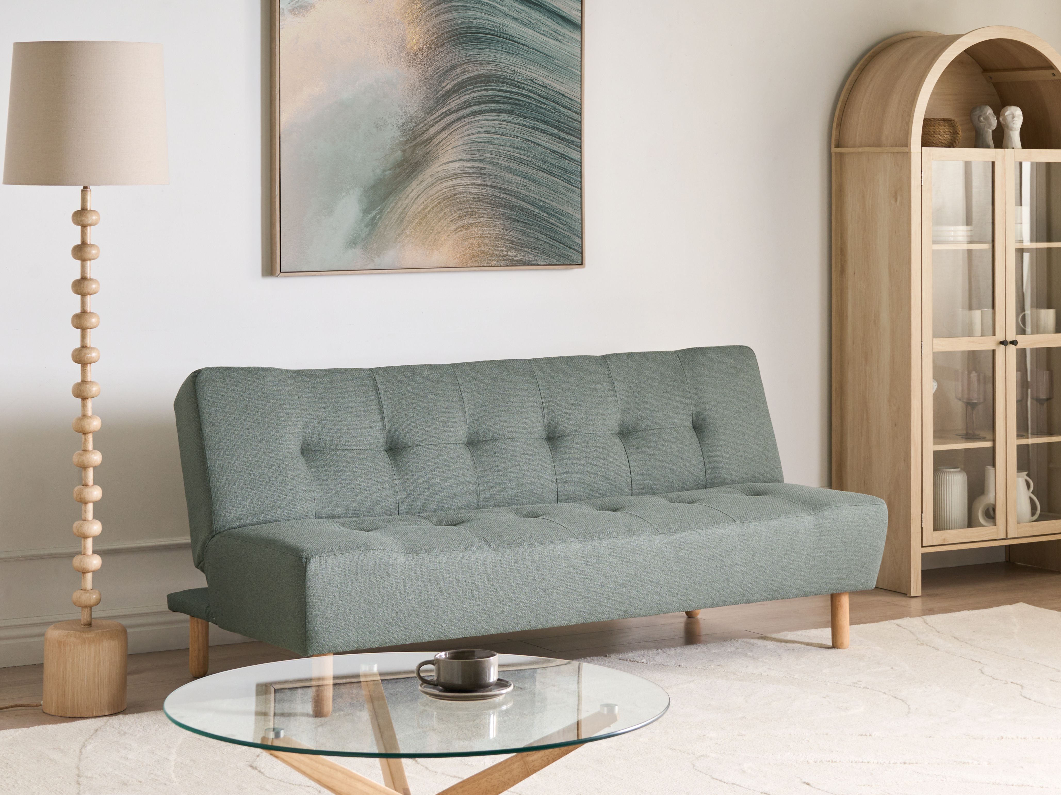 Sofa Bed 3 Seater ALSTEN Fabric Green