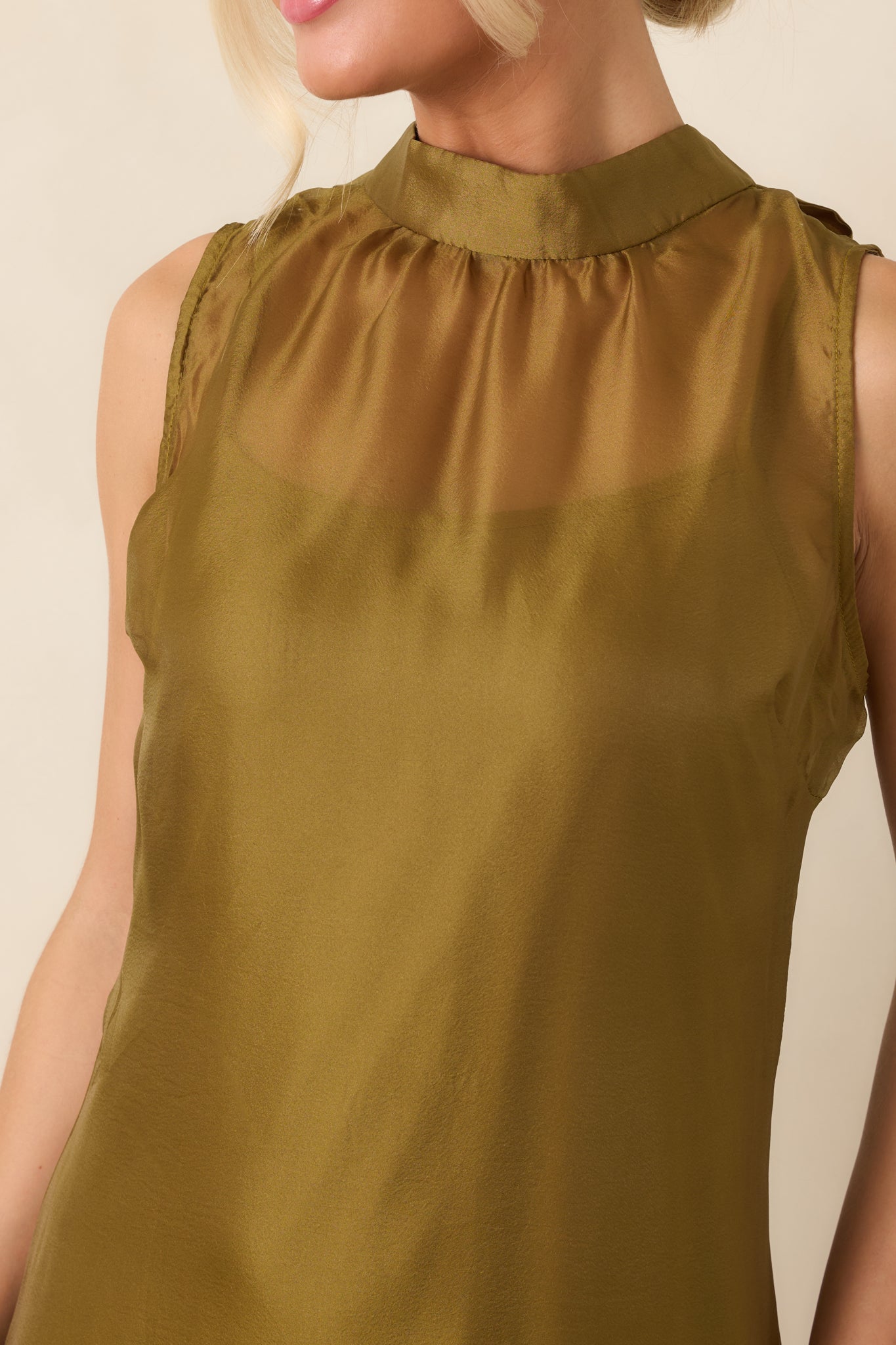 That Kind of Evening Olive Green Sheer Organza Maxi Dress