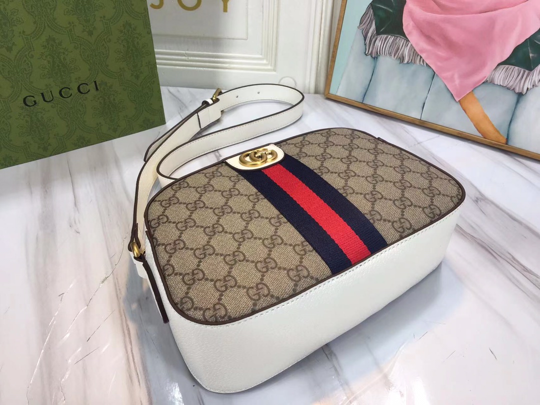 Replica Gucci Ophidia Double G Shoulder Bag- Black/White1:1High-quality replica