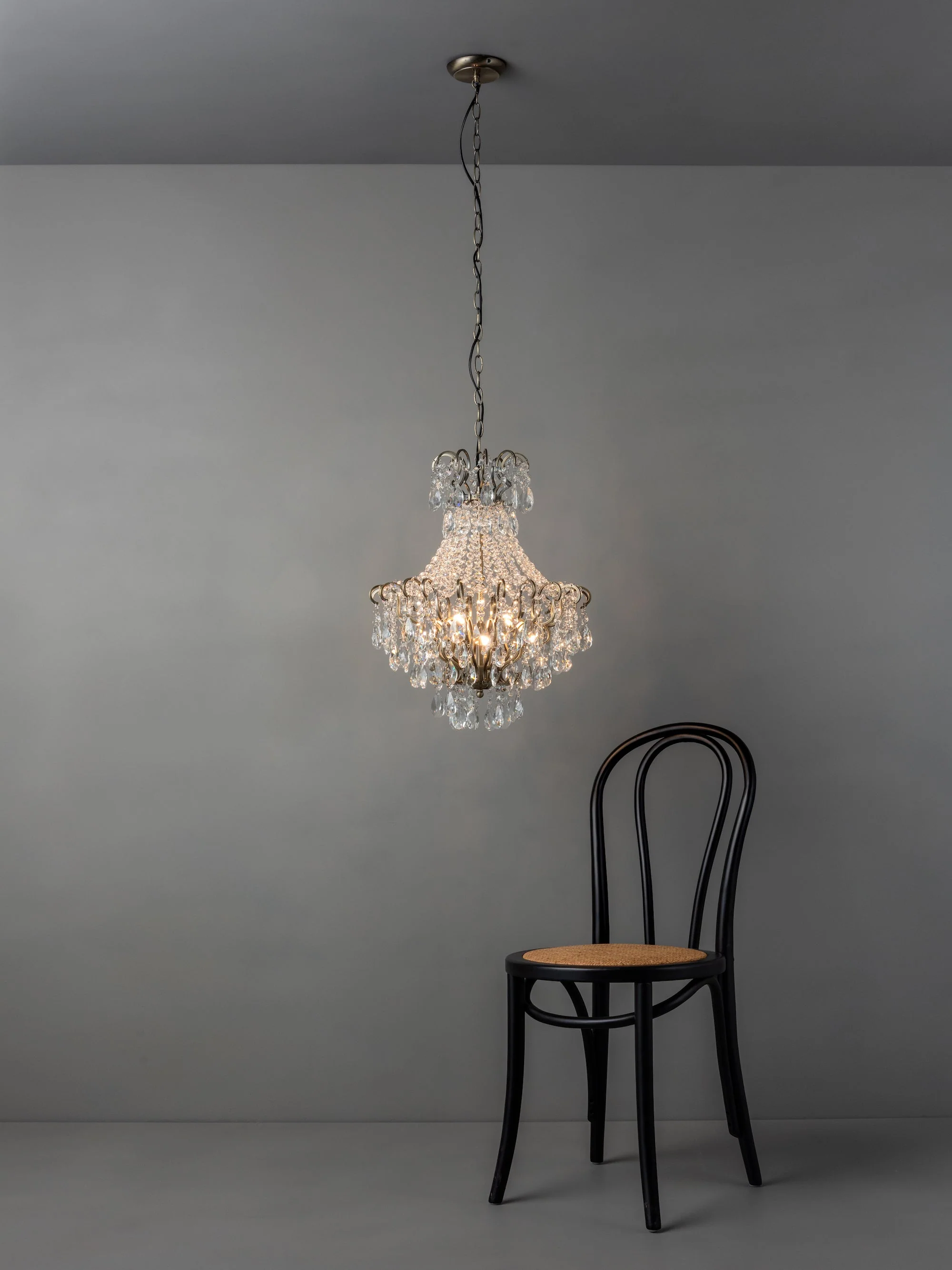Brass crystal glass chandelier