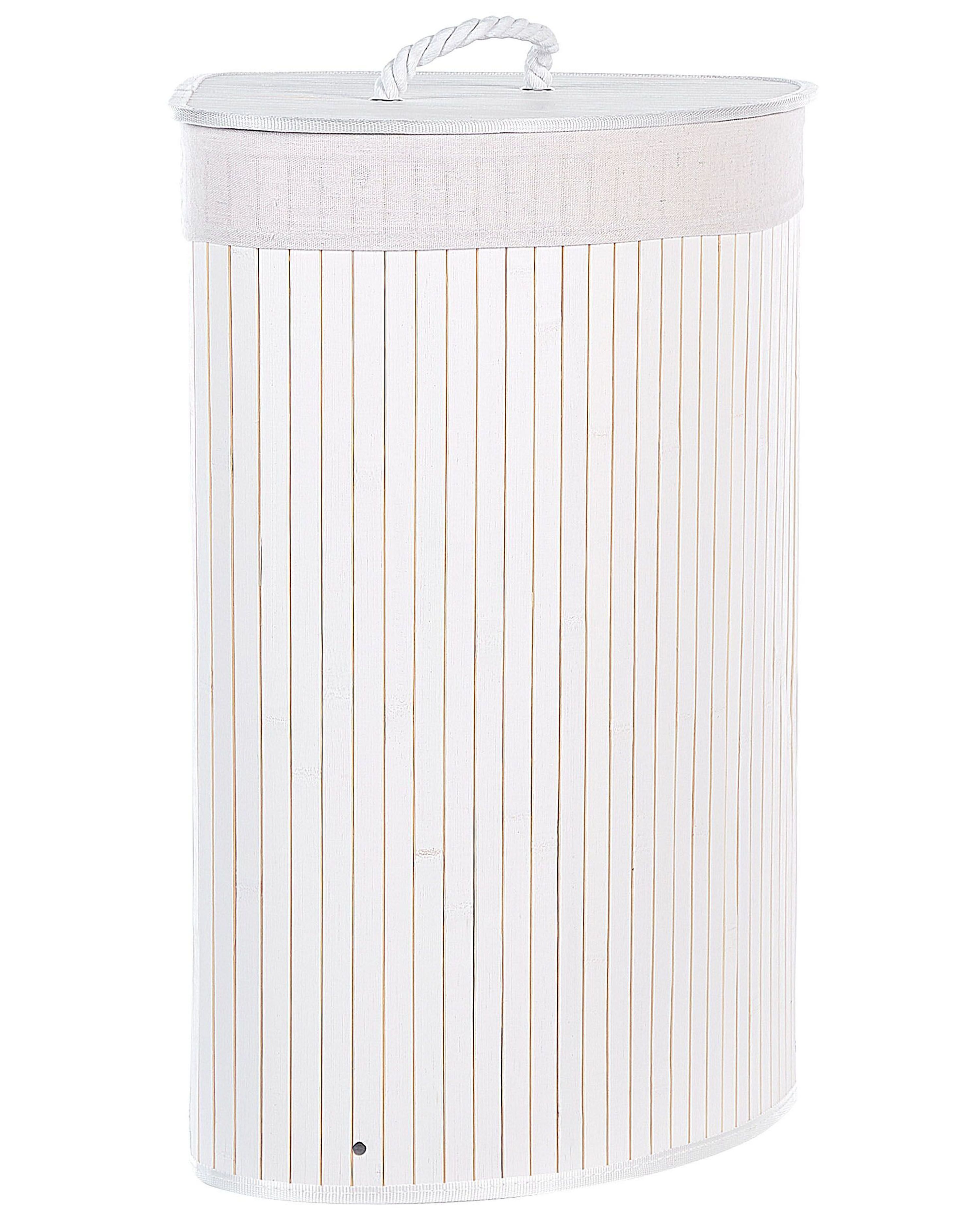 Laundry Basket MATARA Bamboo White 57 L