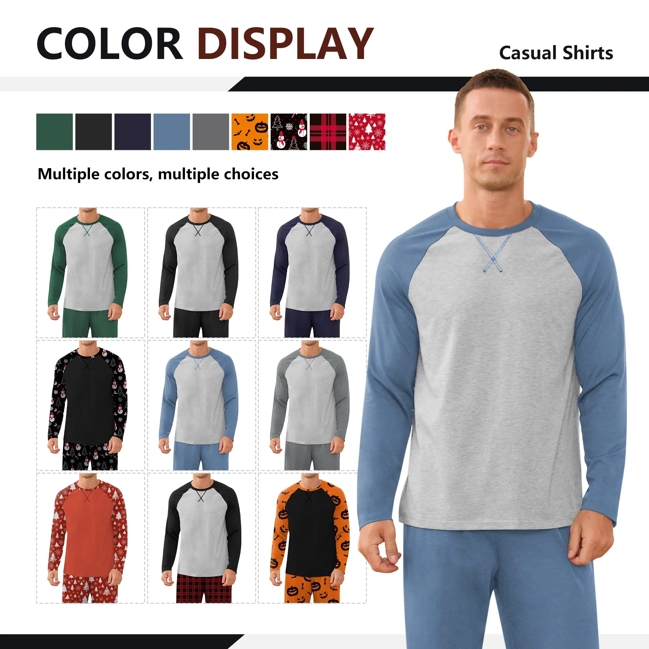 Iceglad Men's Pajamas Set Long Sleeve Sleepwear with Pockets Comfortable Lightweight Pjs Sets for Men - Image 9 Iceglad Men's Pajamas Set Long Sleeve Sleepwear with Pockets Comfortable Lightweight Pjs Sets for Men - Image 9