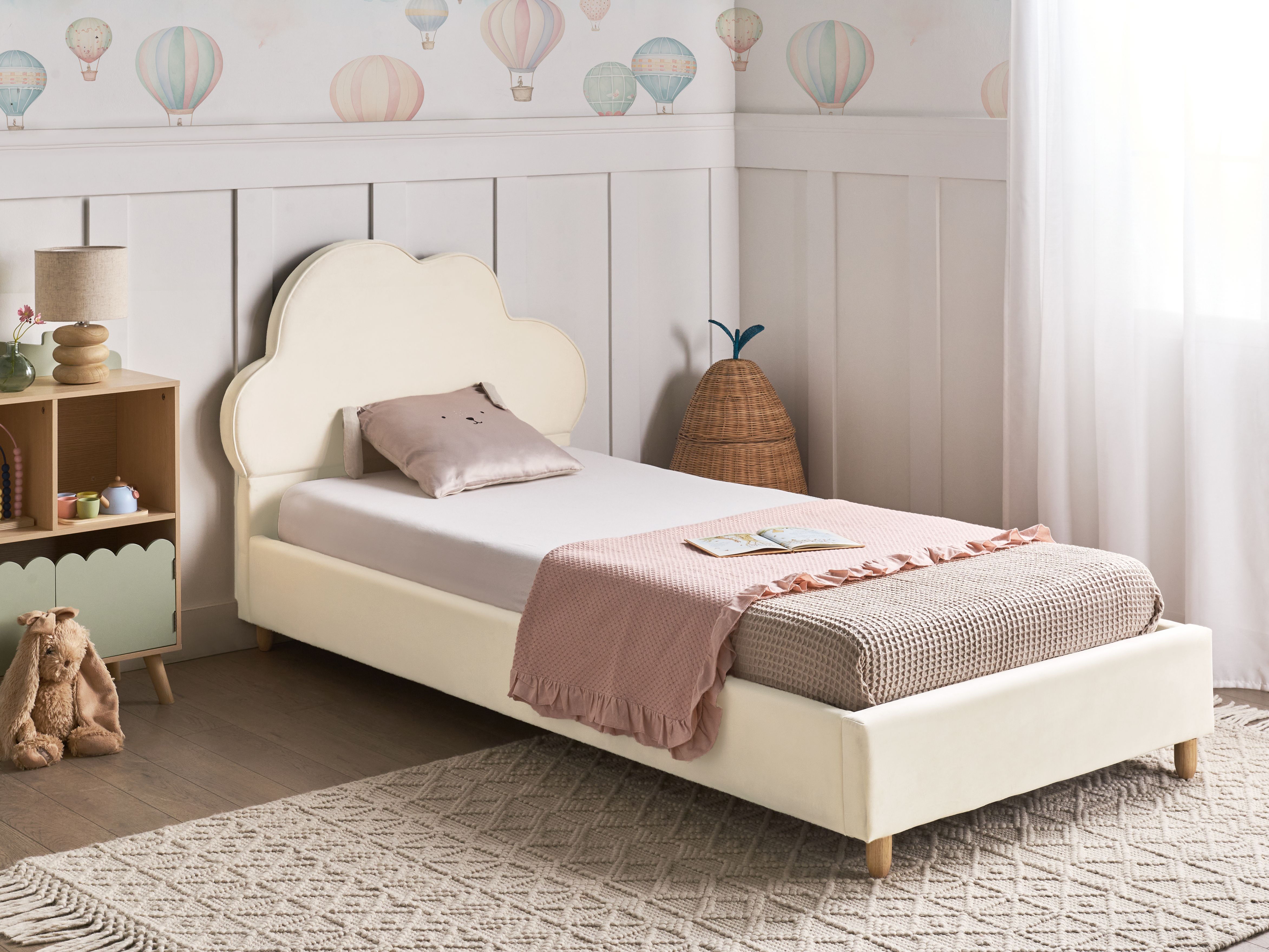 Kids Bed Cloud Velvet BELLEVUE 90 x 200 cm (EU Single) Light Beige