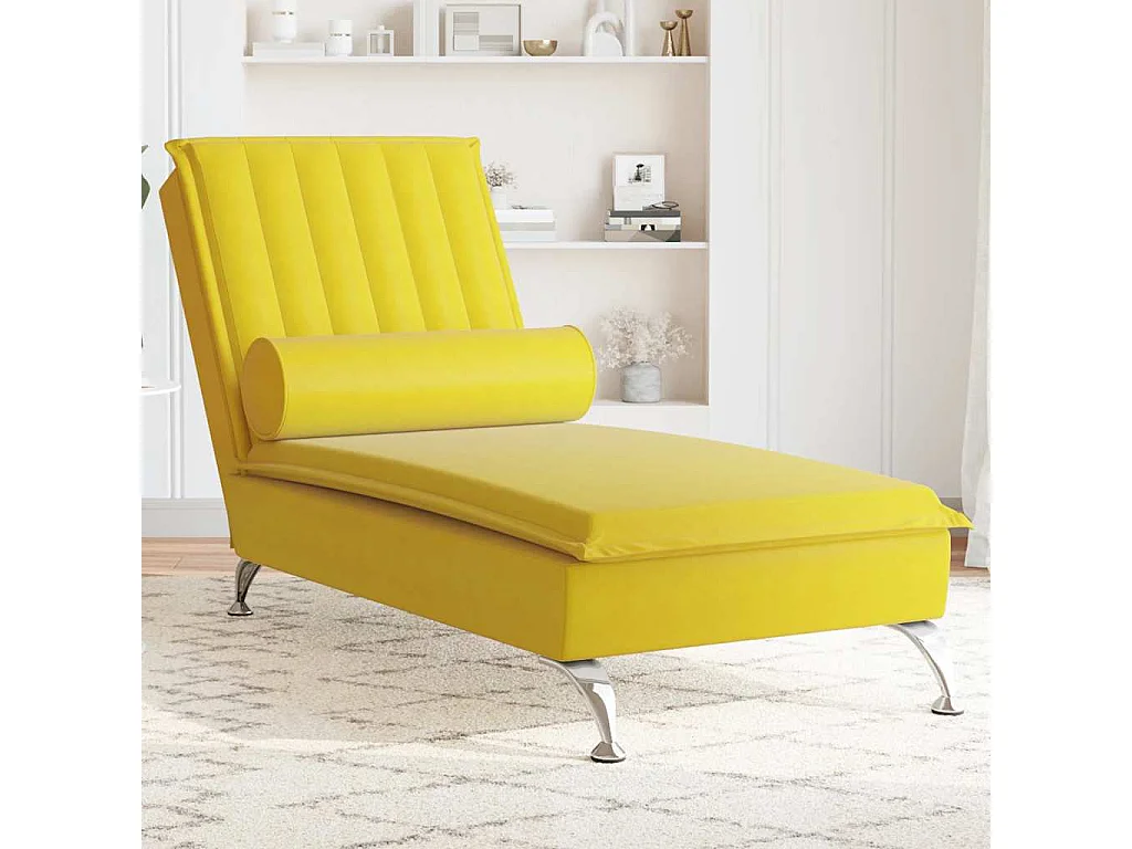 Kerrville  Chaise longue de massage avec traversin jaune velours