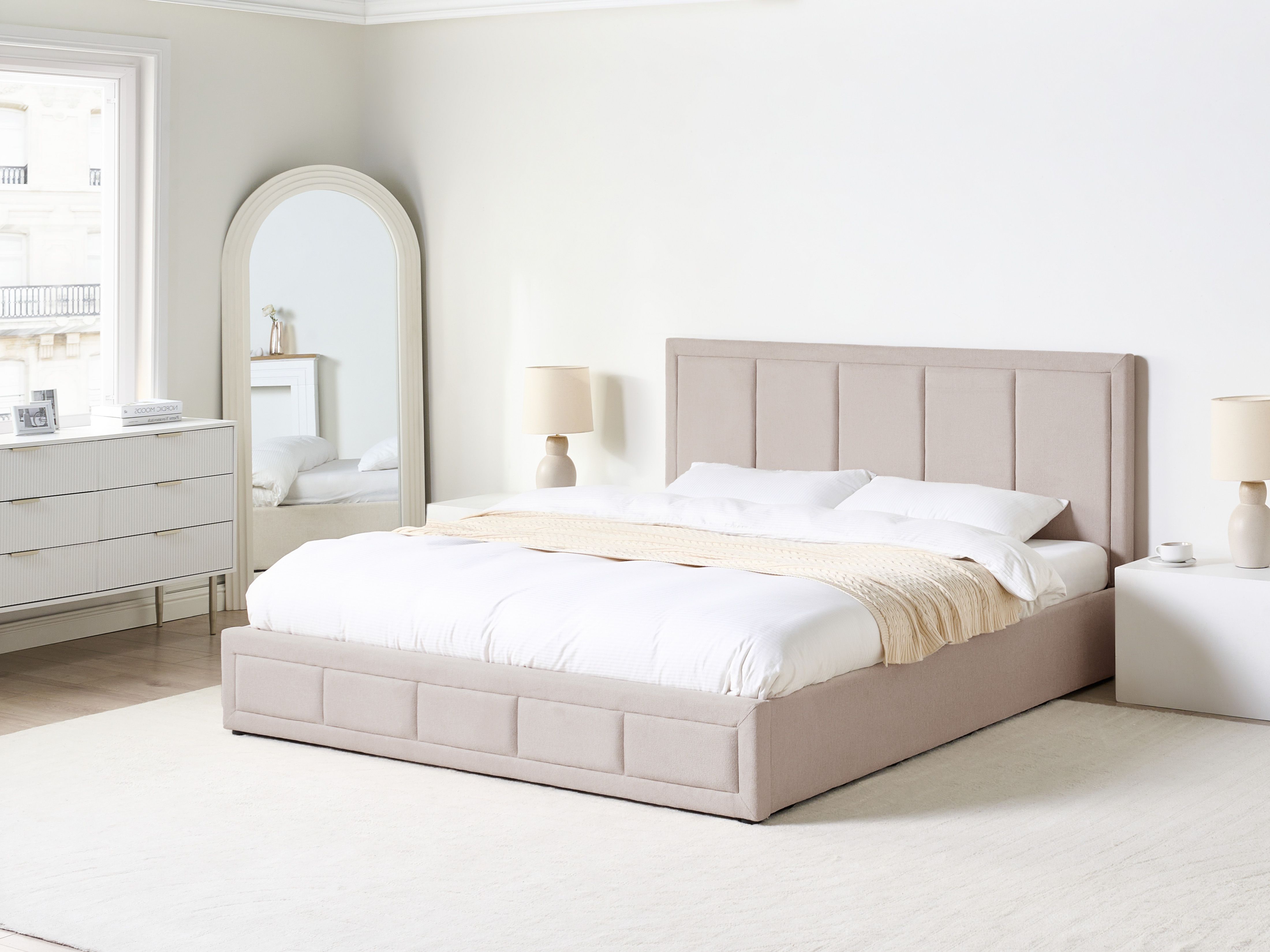 Ottoman Bed Fabric QUIBERON 180 x 200 cm (EU Super King) Taupe