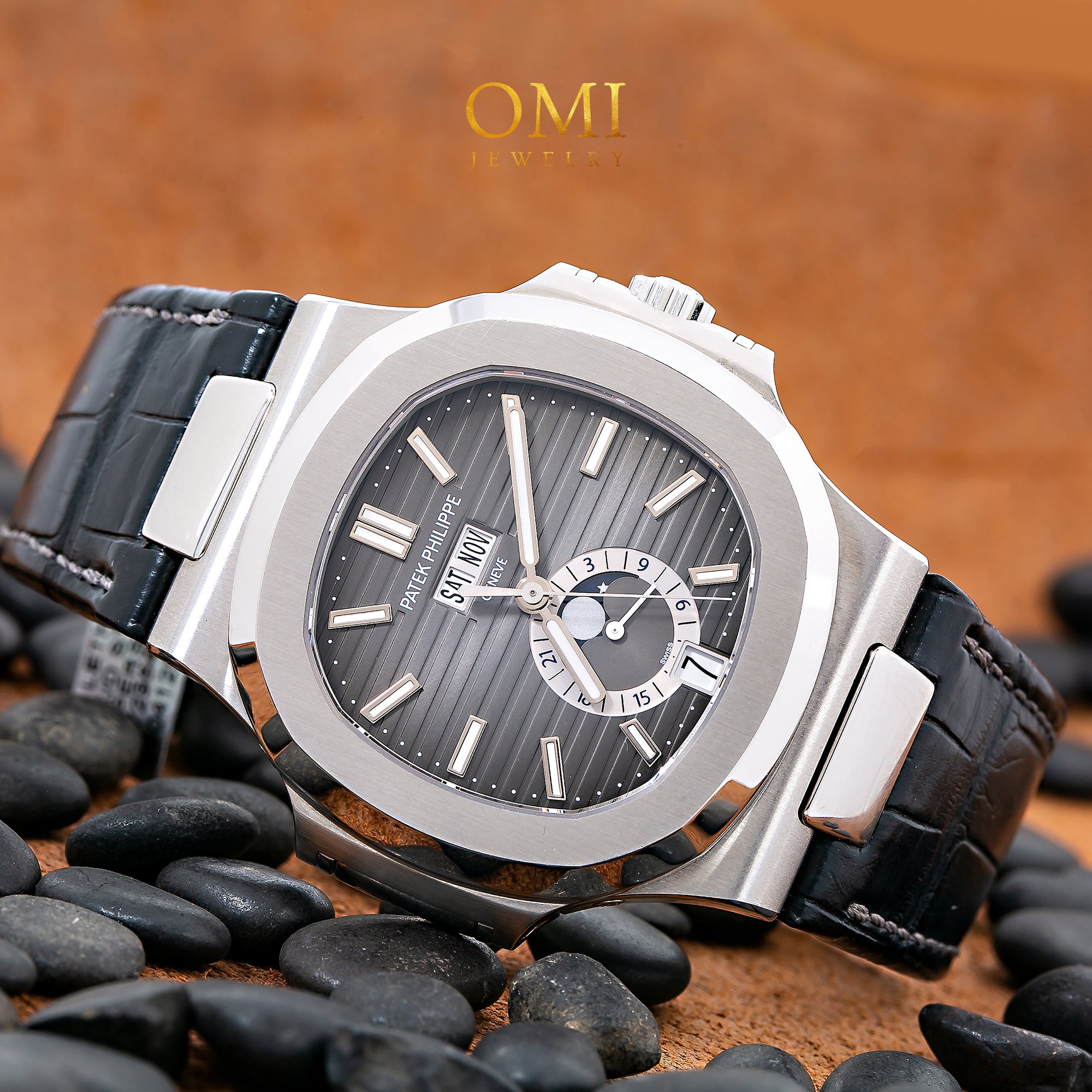 Patek Philippe Nautilus 5726A-001 40MM Black Dial With Leather Bracelet(1:1 replica) - Elite Watch Atelier
