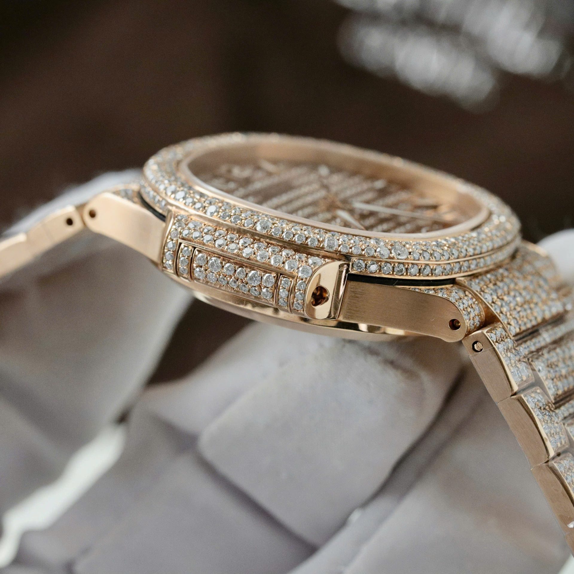 Patek Philippe Nautilus 7118 Replica Watch Gold Wrapped + Moissanite Diamonds Custom 35.2mm - Top club