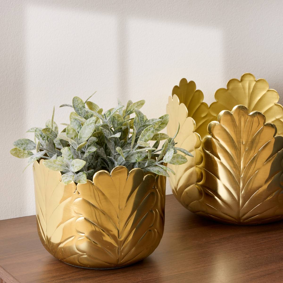 Set of 2 plant pots "Belli" Gold, 21x18 cm
