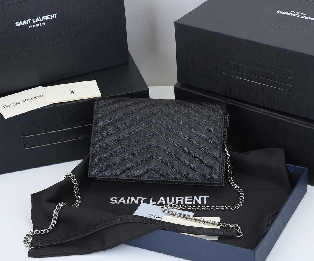Replica Ysl Envelope Chain Wallet In Grain De Poudre Embossed Leather 18881:1High-quality replica