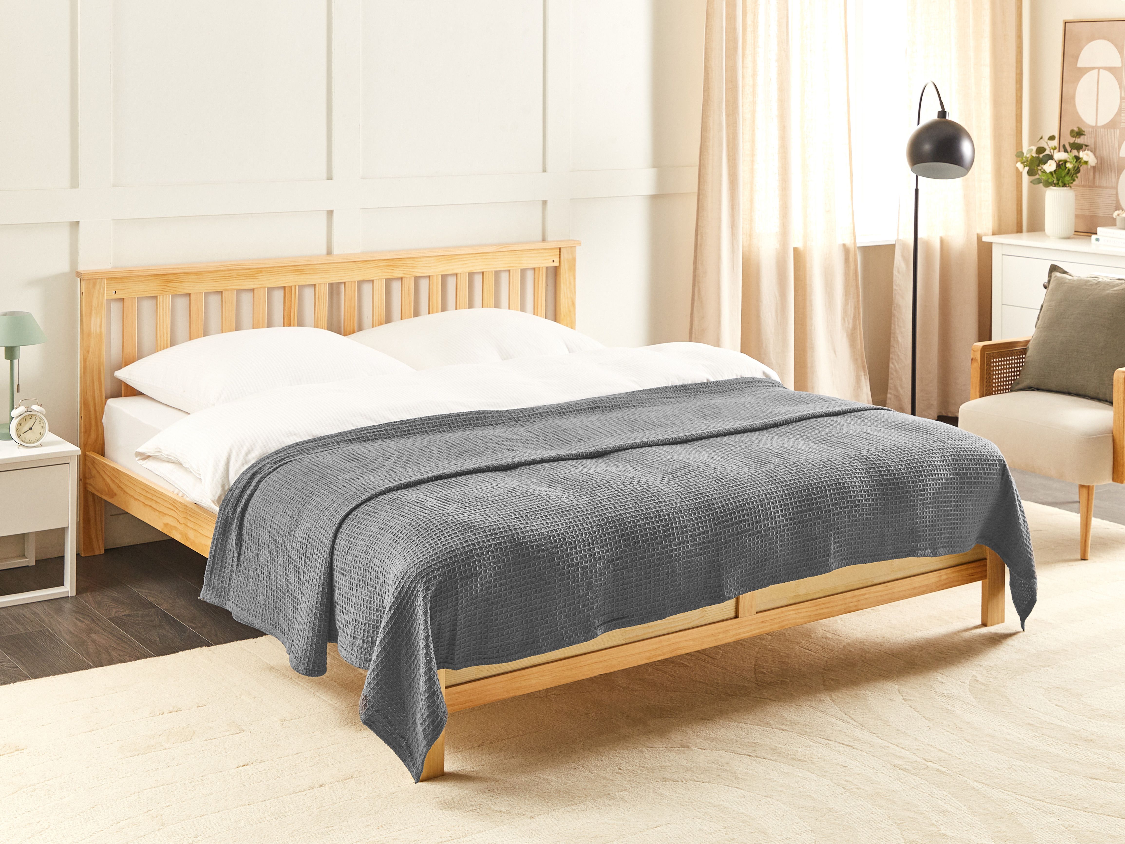 Bedspread RAGALA Cotton 220 x 240 cm Dark Grey