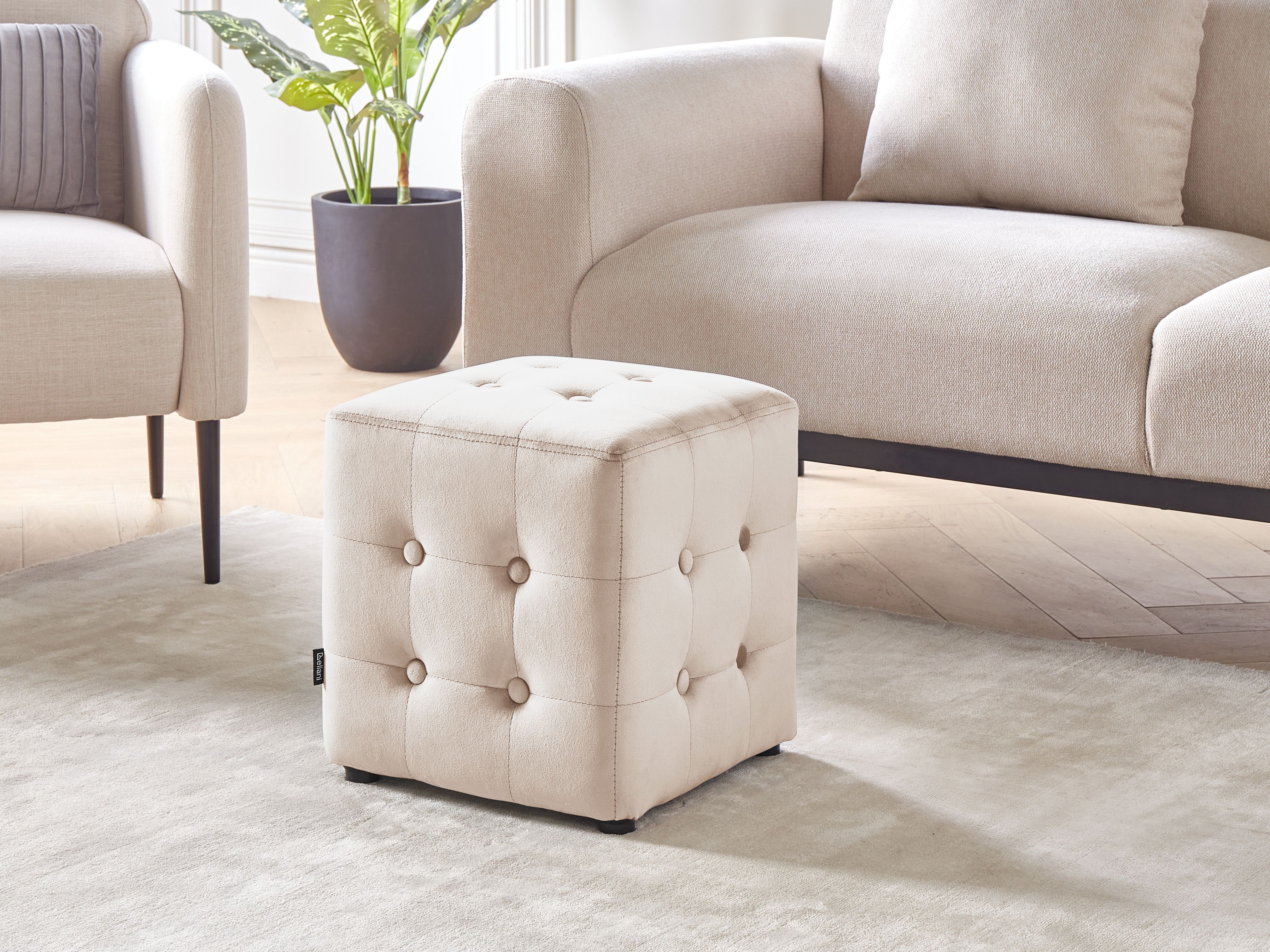 Pouffe WISCONSIN Velvet Light Beige