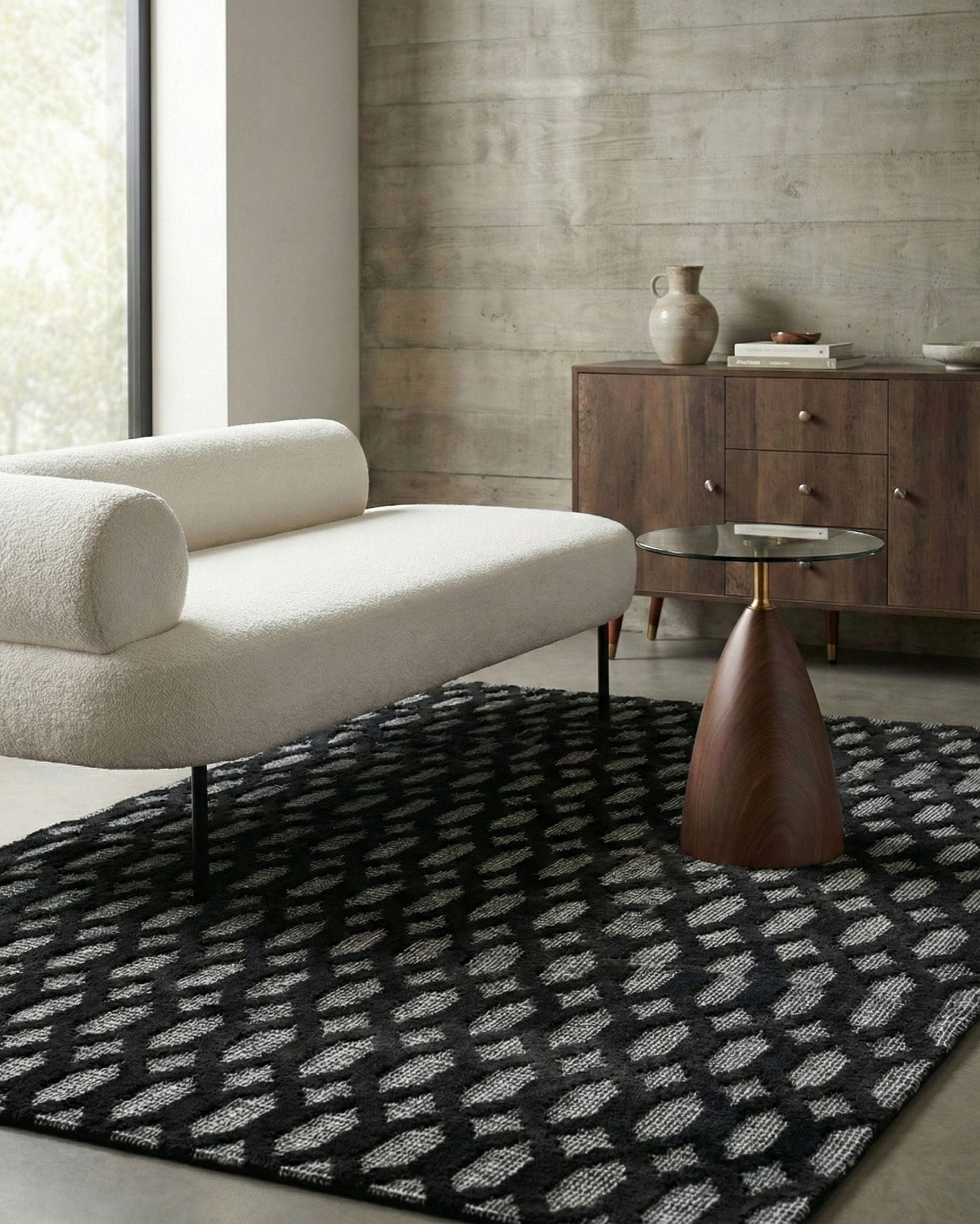 Rug CIZRE Dark Grey 160 x 230 cm Viscose