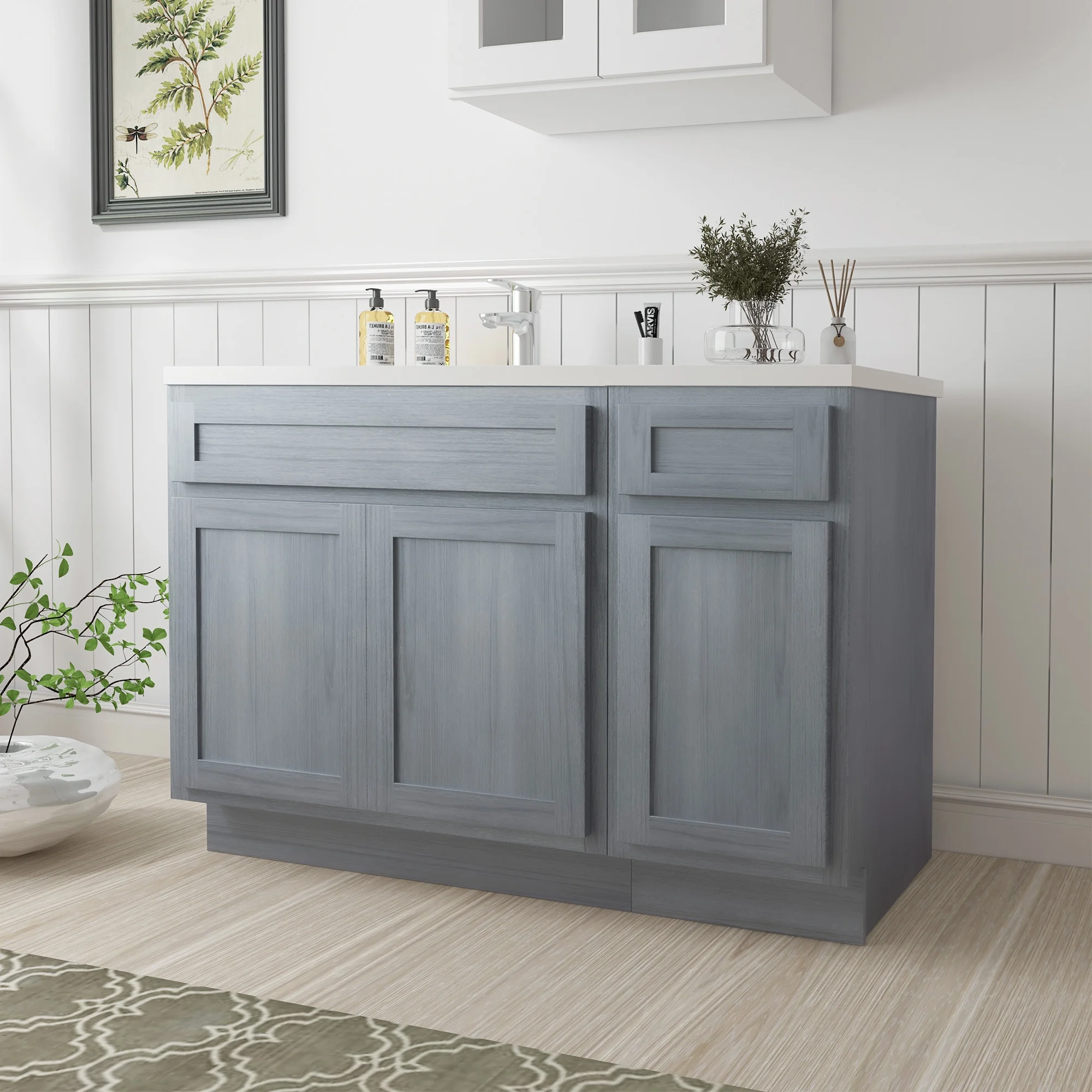 51 in. W x 21 in. D x 32.5 in. H Bath Vanity Cabinet without Top in Silver