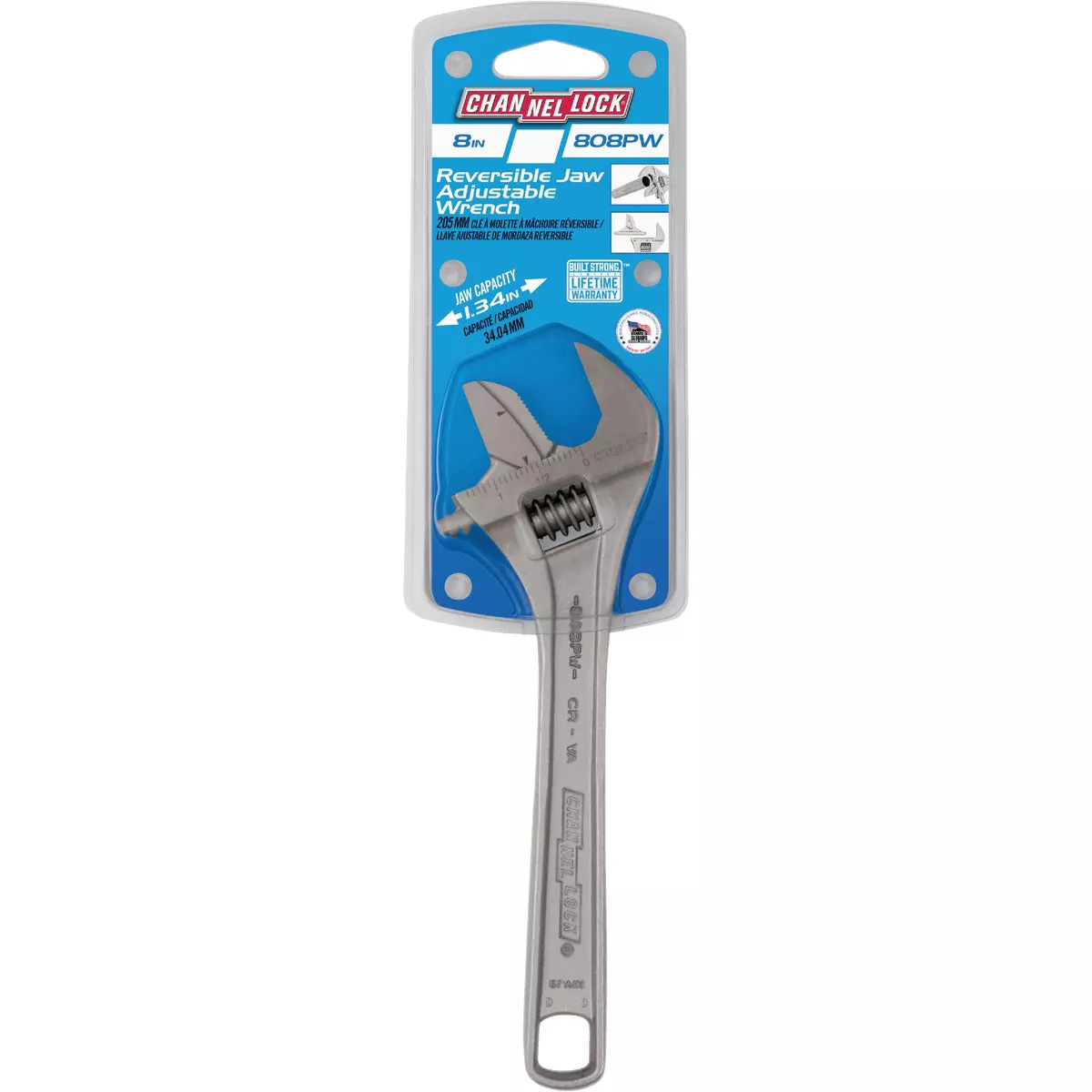 Channellock 8 In. Steel Adjustable Pipe Wrench with Extra Wide Reversible Jaw
