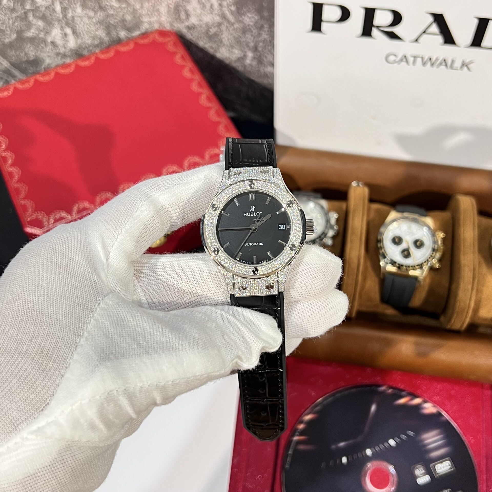 Hublot Replica 11 With Classic Fusion Titanium Black Dial With Moissanite Case 38mm - Elite Watch Atelier