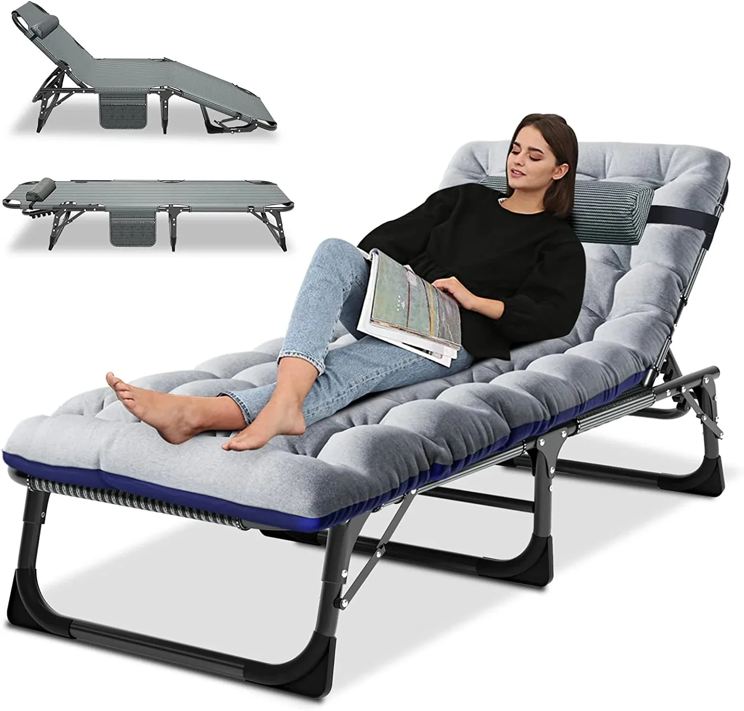 Slsy 5-Position Adjustable Folding Lounge Chair And Cot - 75.2" x 25.6" x 11.8" - Image 65 Slsy 5-Position Adjustable Folding Lounge Chair And Cot - 75.2" x 25.6" x 11.8" - Image 65