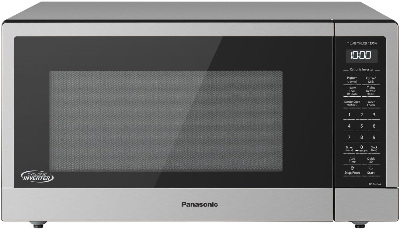 Panasonic NN-SN76LS 1.6 cu.ft Cyclonic Inverter Countertop Microwave Oven 1250Watt Power with Genius Sensor Cooking, 19.44