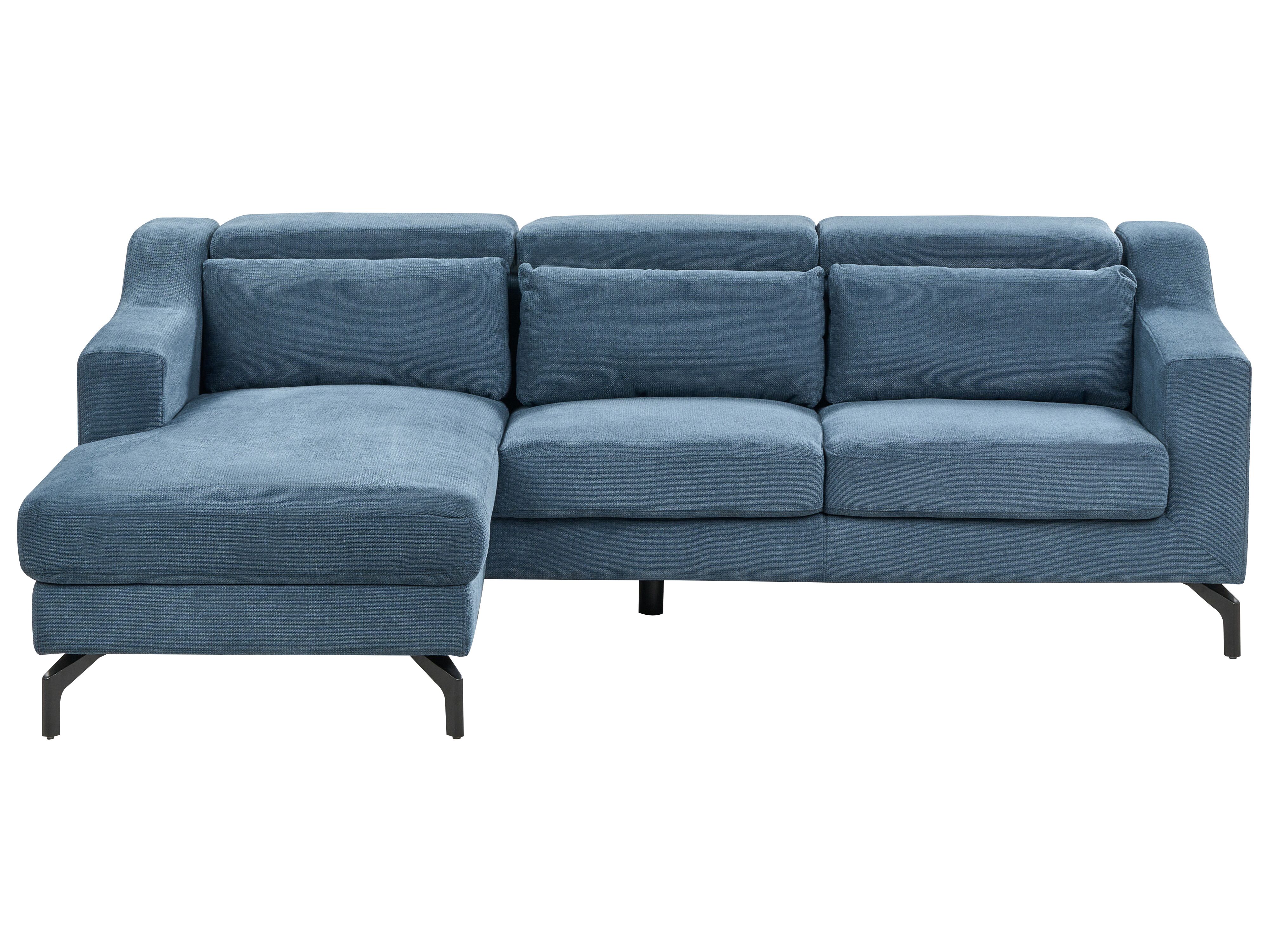 Corner Sofa 4 Seater GLOSLI Chenille Blue Right Hand