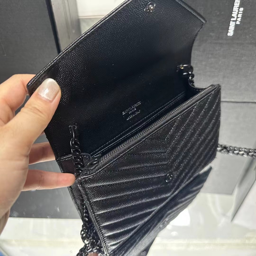 YSL Chain Shoulder Bag - Black Leather & Black Hardware1:1High-quality replica