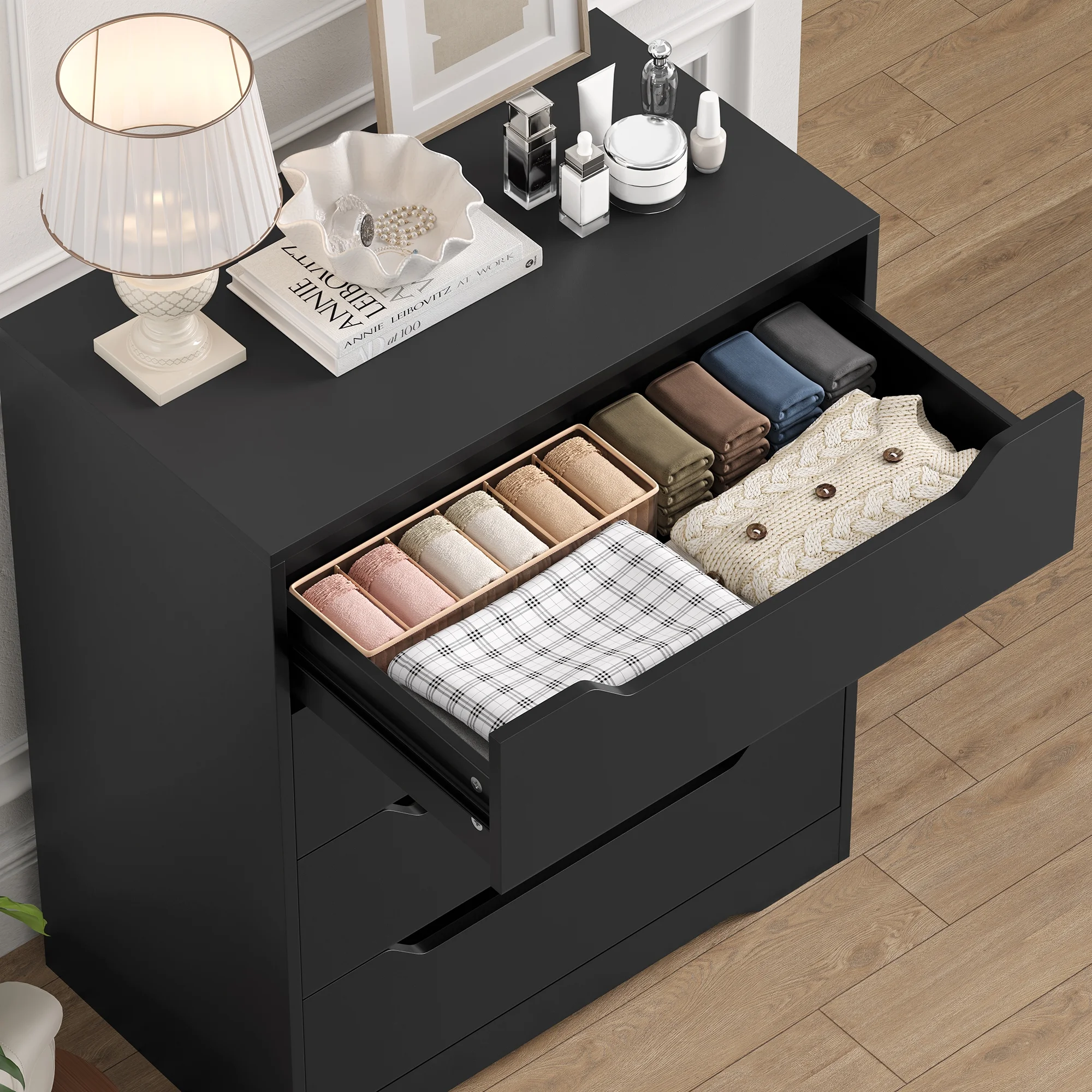 Homfa 4 Large Drawers Dresser, Modern Wood Chest of Drawers for Bedroom Hallway Living Room, White - Image 24