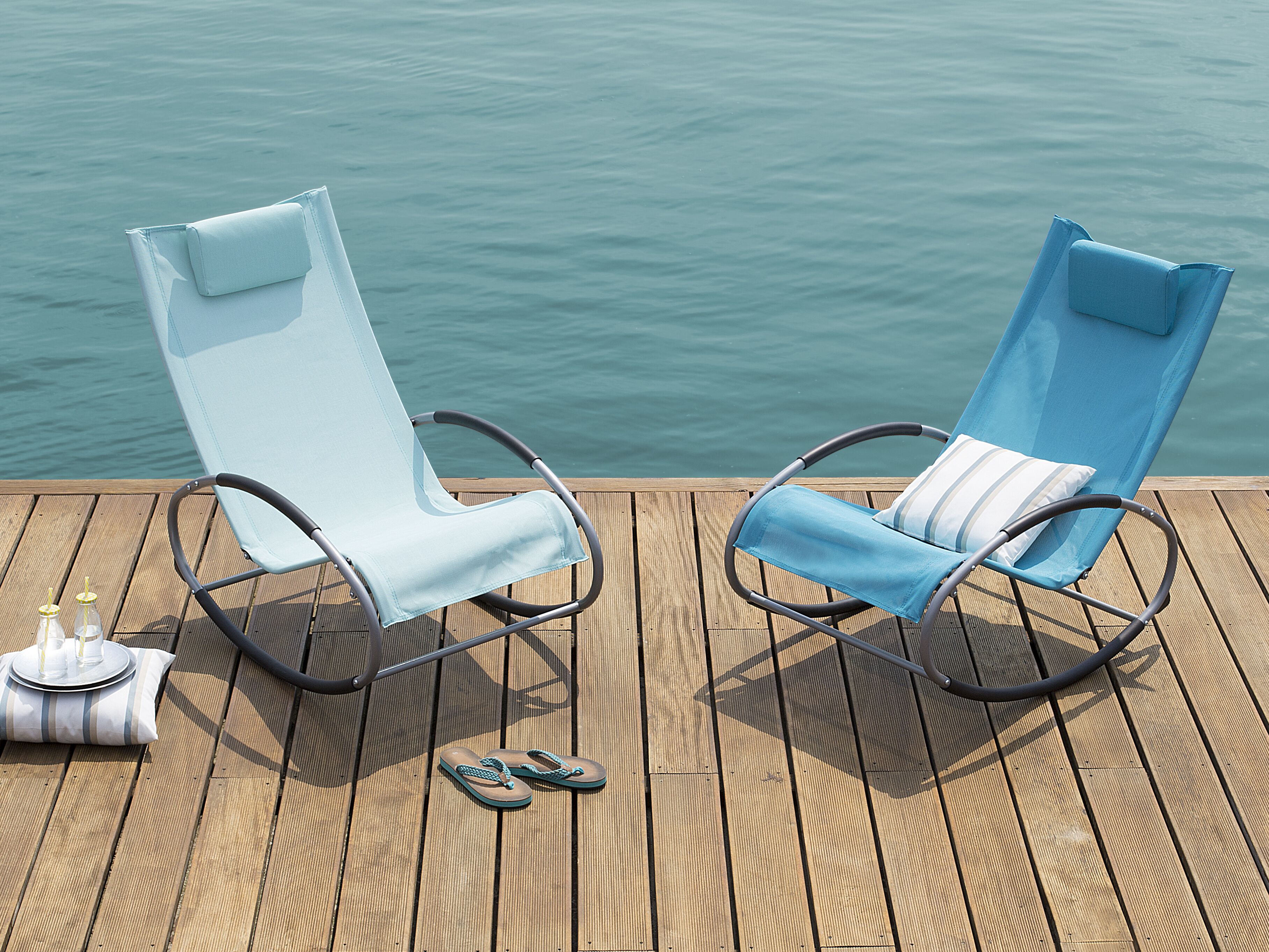 Rocking Sun Lounger CAMPO Metal Turquoise