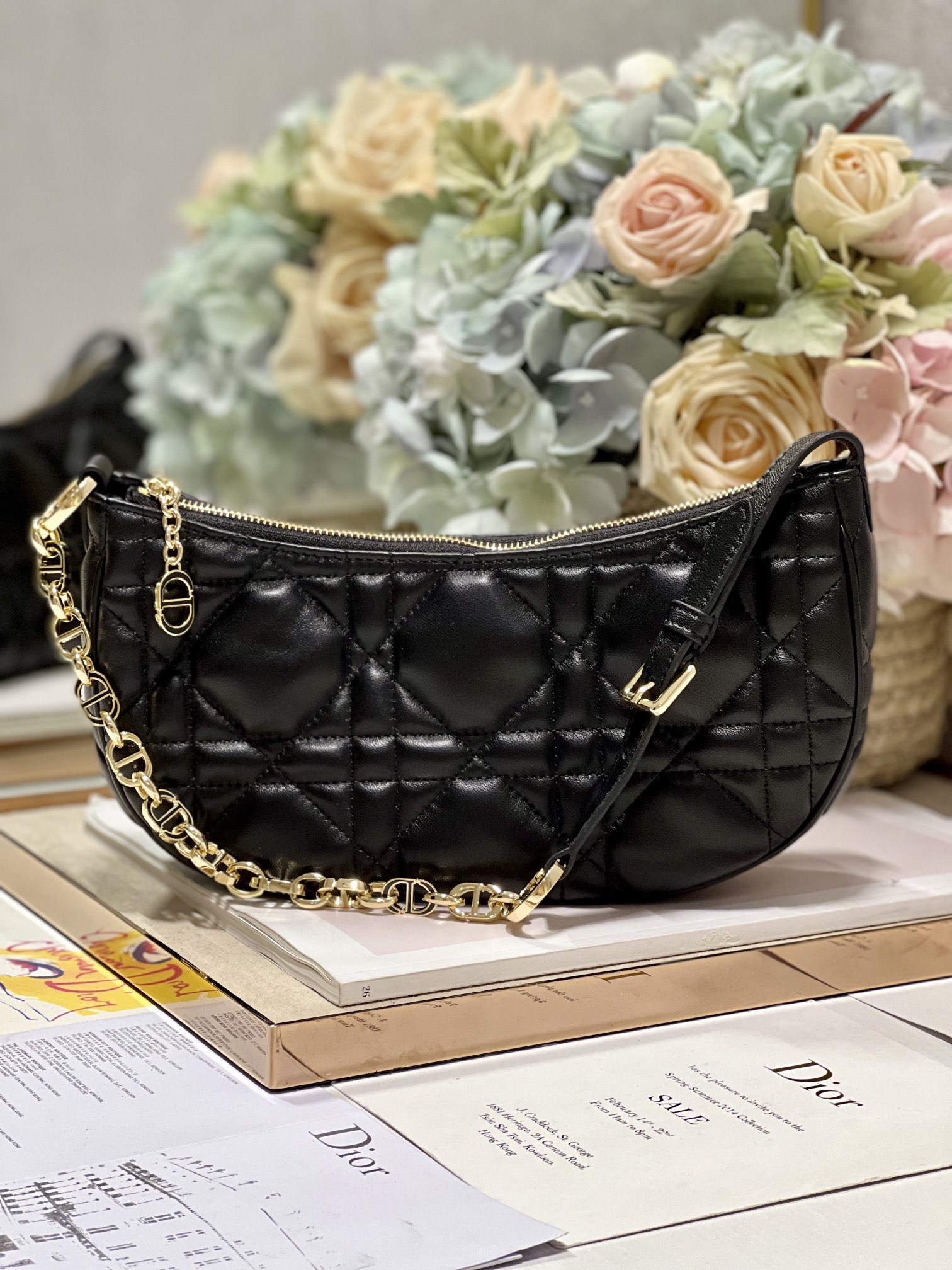 Cd Lounge Bag Black/White For Women in/ 26cm M22626FBE_M9001:1High-quality replica