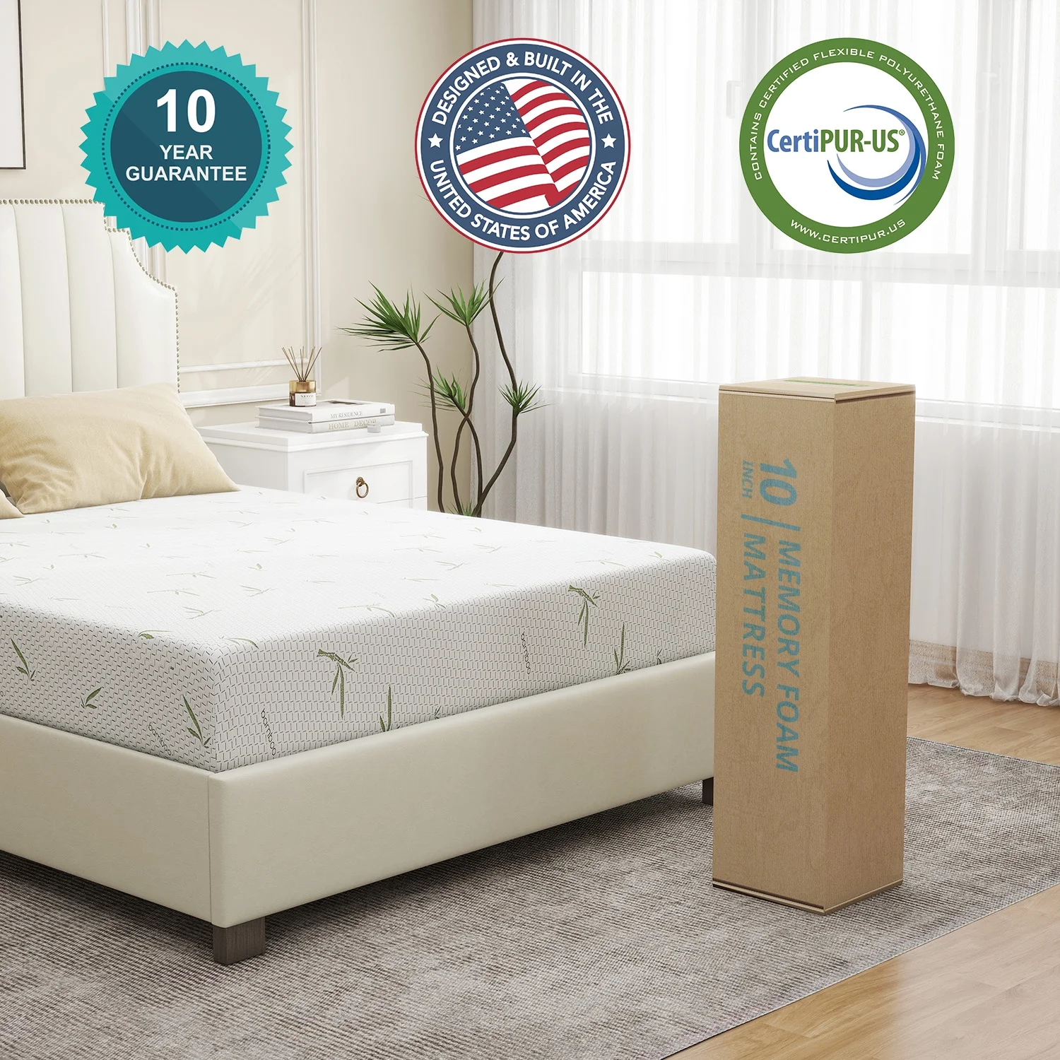 6'' Twin Size Memory Foam Mattress with Cover Breathable Bed Mattress in a Box, CertiPUR-US, Made in USA - Image 11