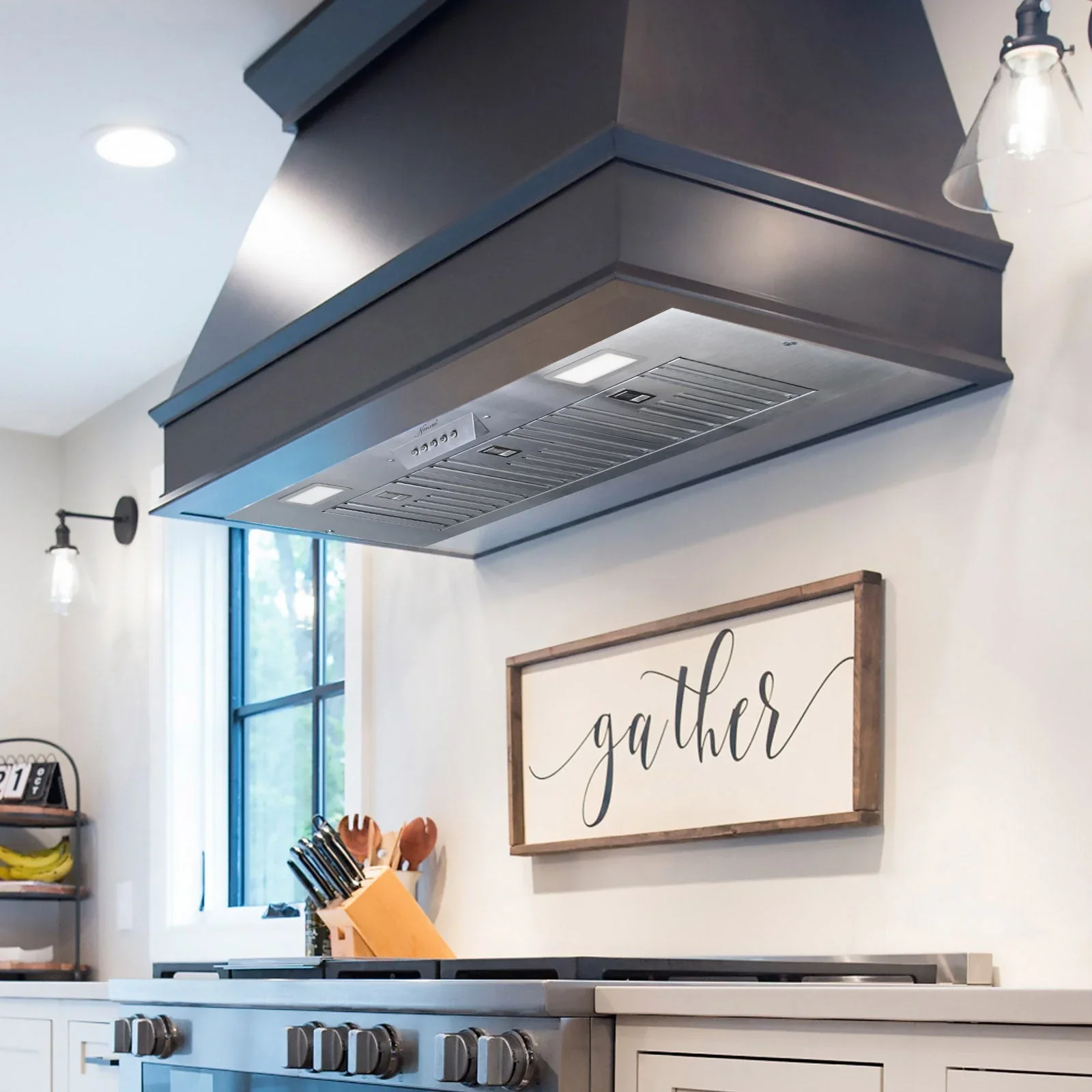 Akicon Ducted Range Hood Insert, Stainless Steel, 3-Speed 600 CFM, 36in Cold