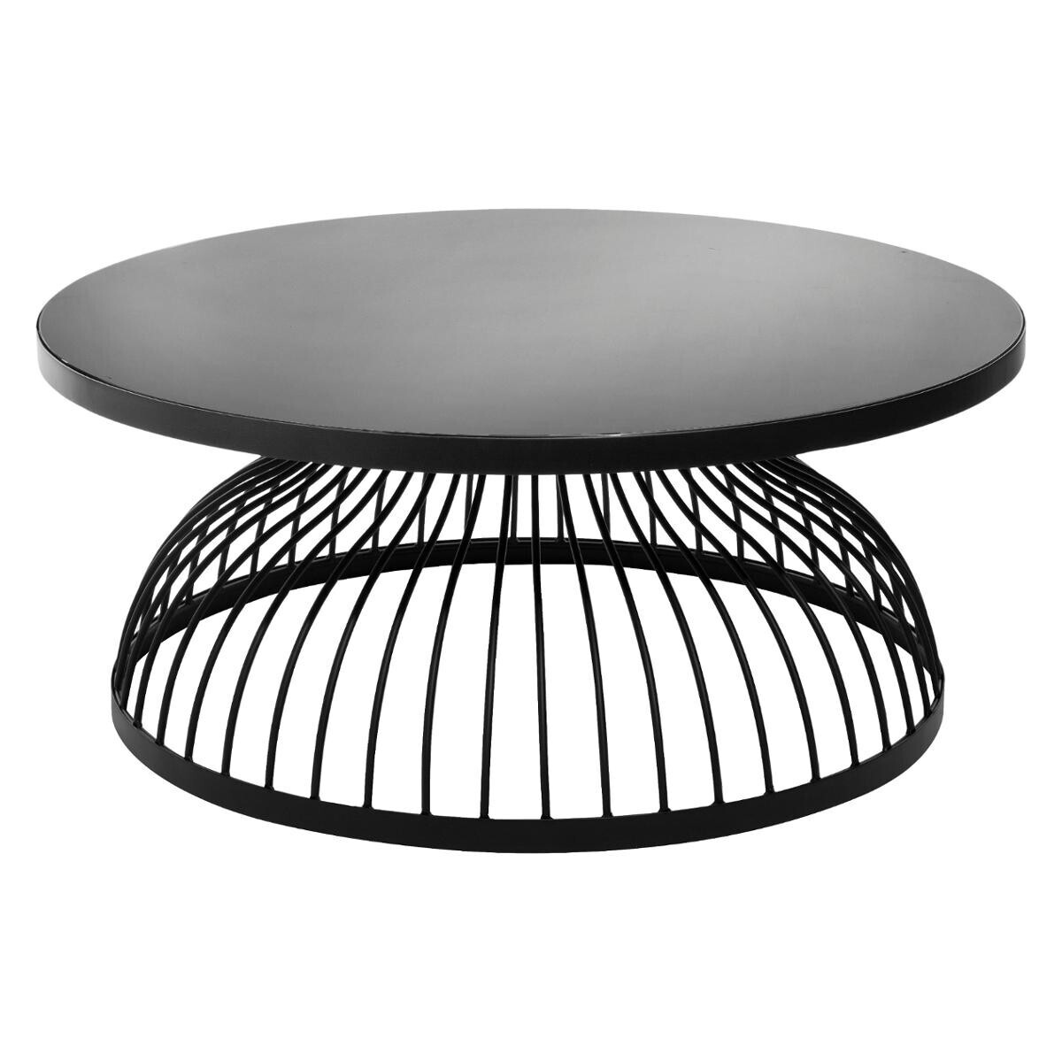 Coffee table "Kushi" Black metal, D.90 cm