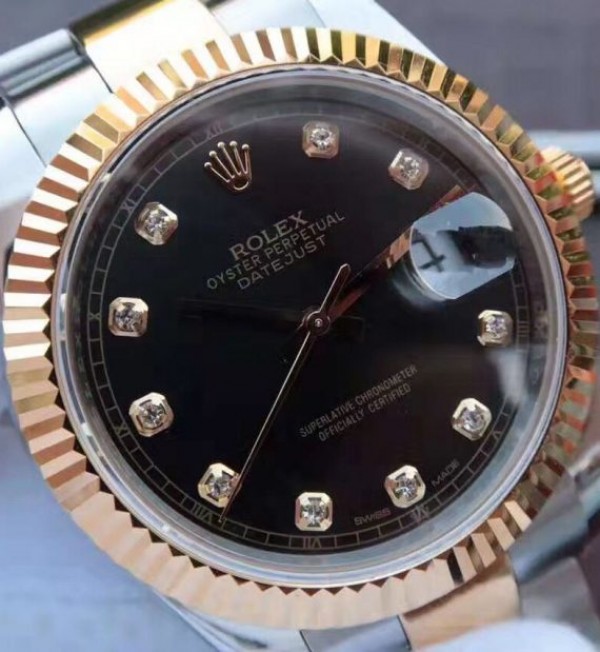 Replica Rolex Noob DateJust 126333 YG Wrapped Black Dial - Elite Watch Atelier