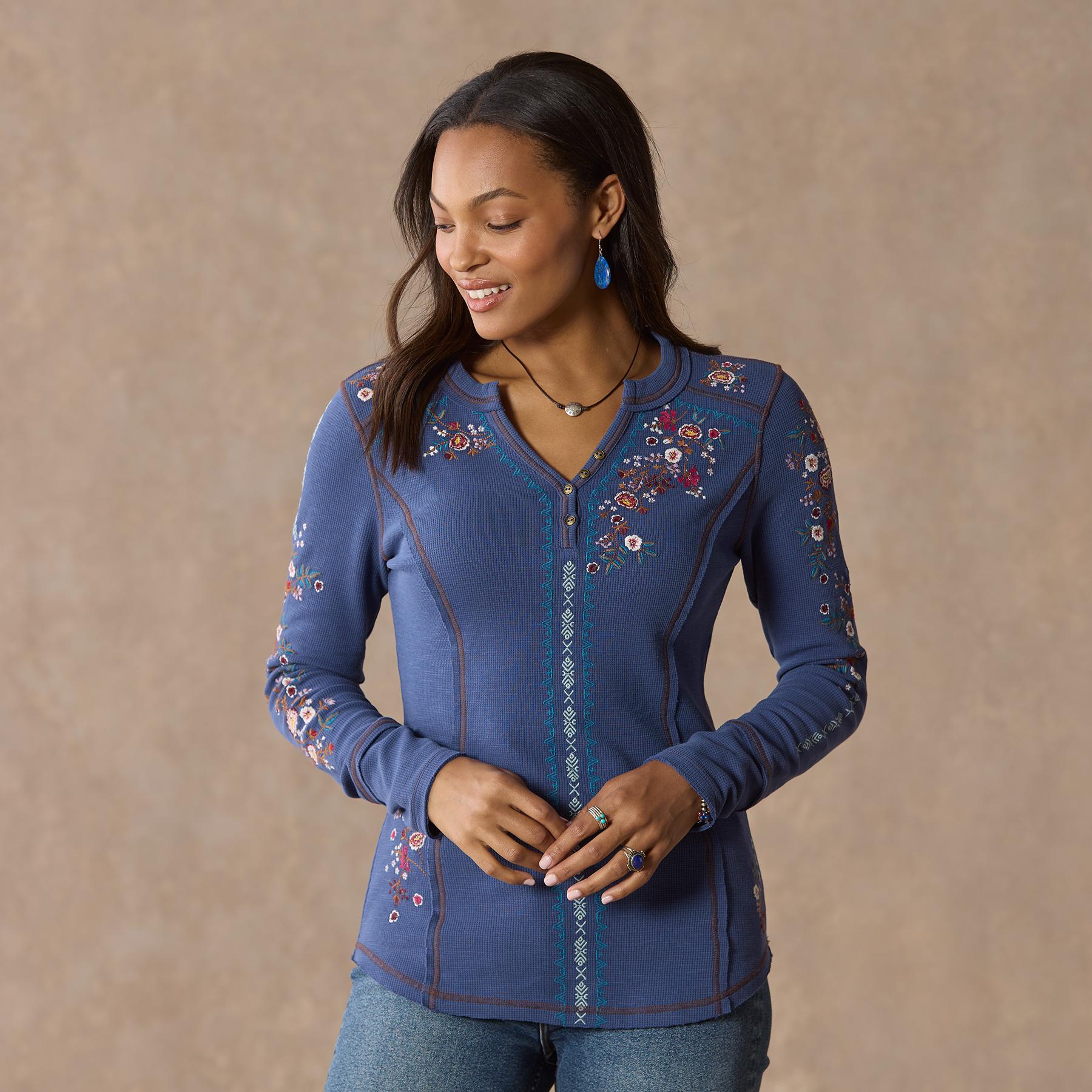 Fayette Floral Henley, Petite - Sundance Clothing