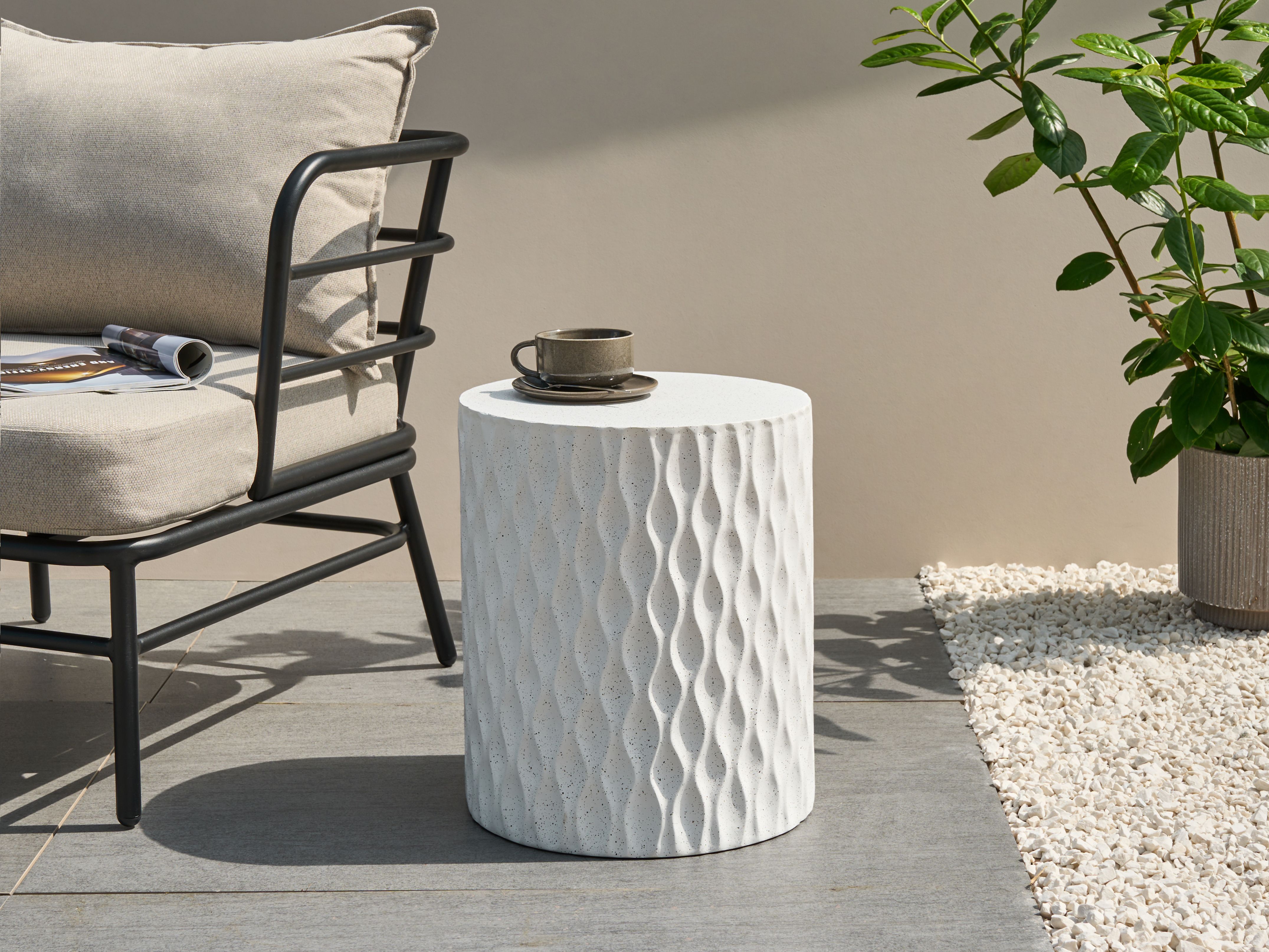 Side Table ANTELAO 37 cm 37 cm Terrazzo Effect White Terrazzo