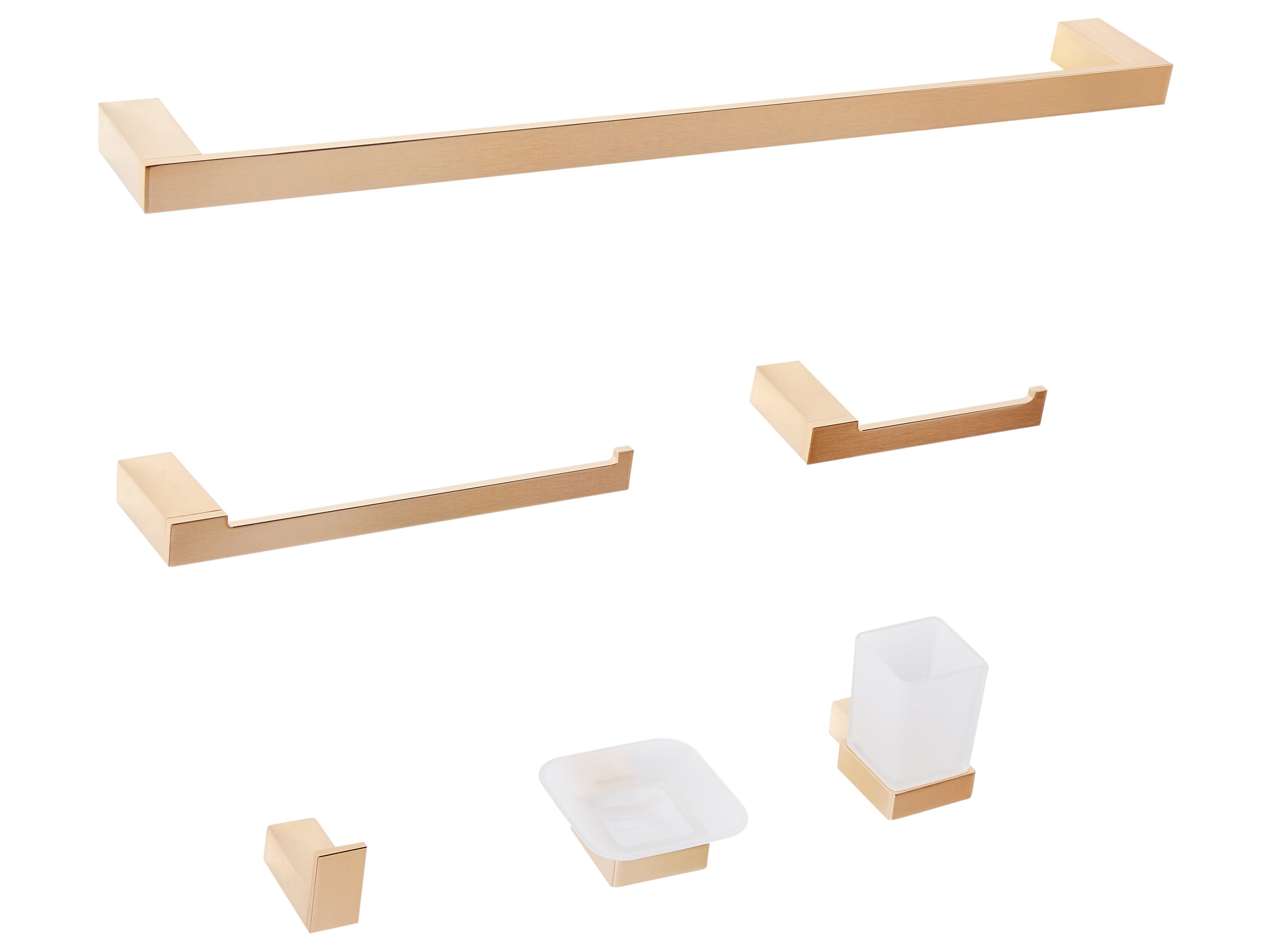 6-Piece Bathroom Hardware Set TUMACO with Towel Bars and Hooks Gold