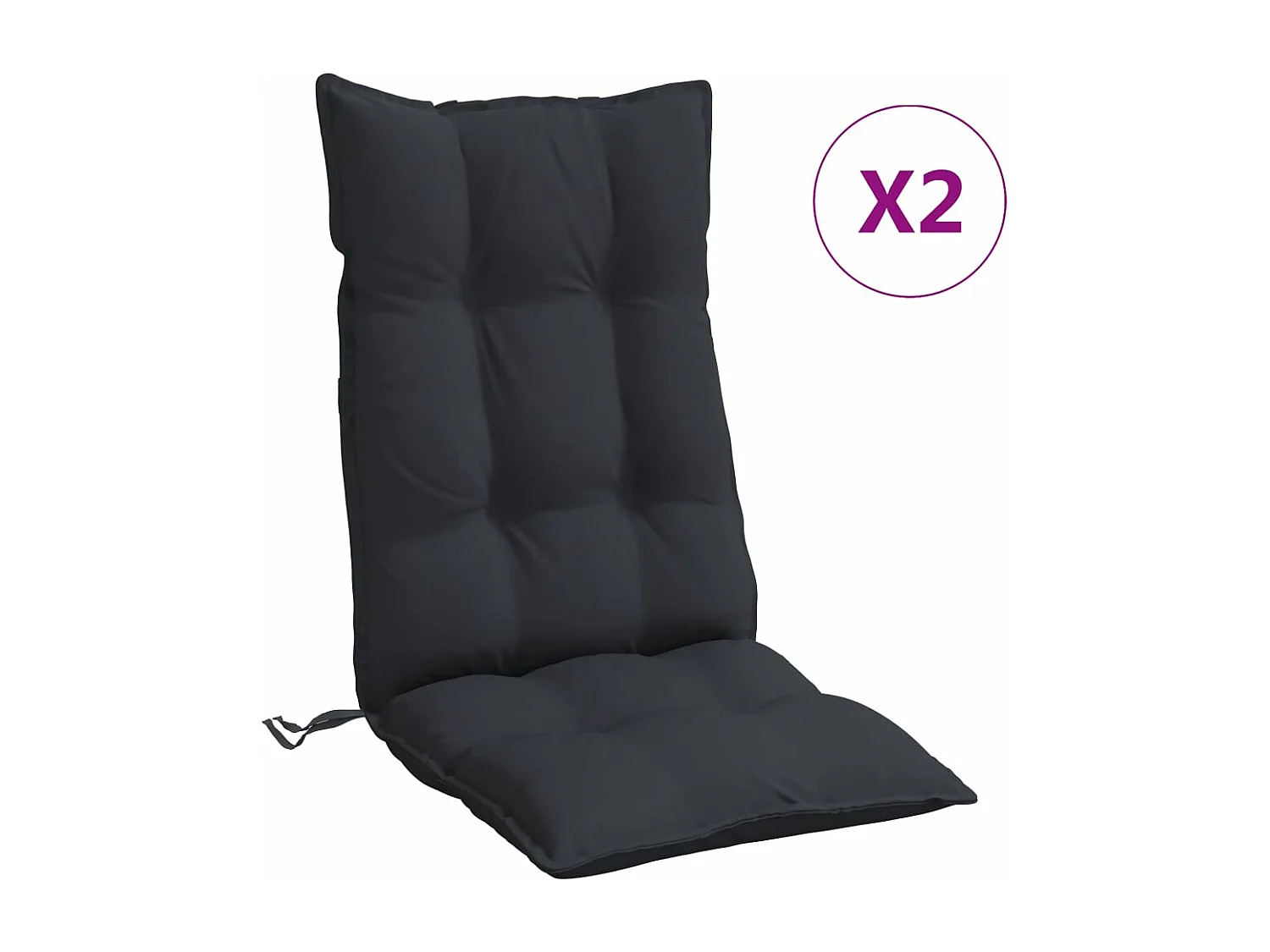 Coussins de chaise à dossier haut lot de 2 noir tissu oxford