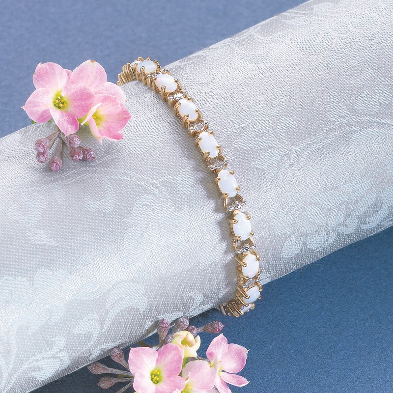 Genuine Opal and Diamond Tennis Bracelet - MIDNIGHT VELVET CATALOG