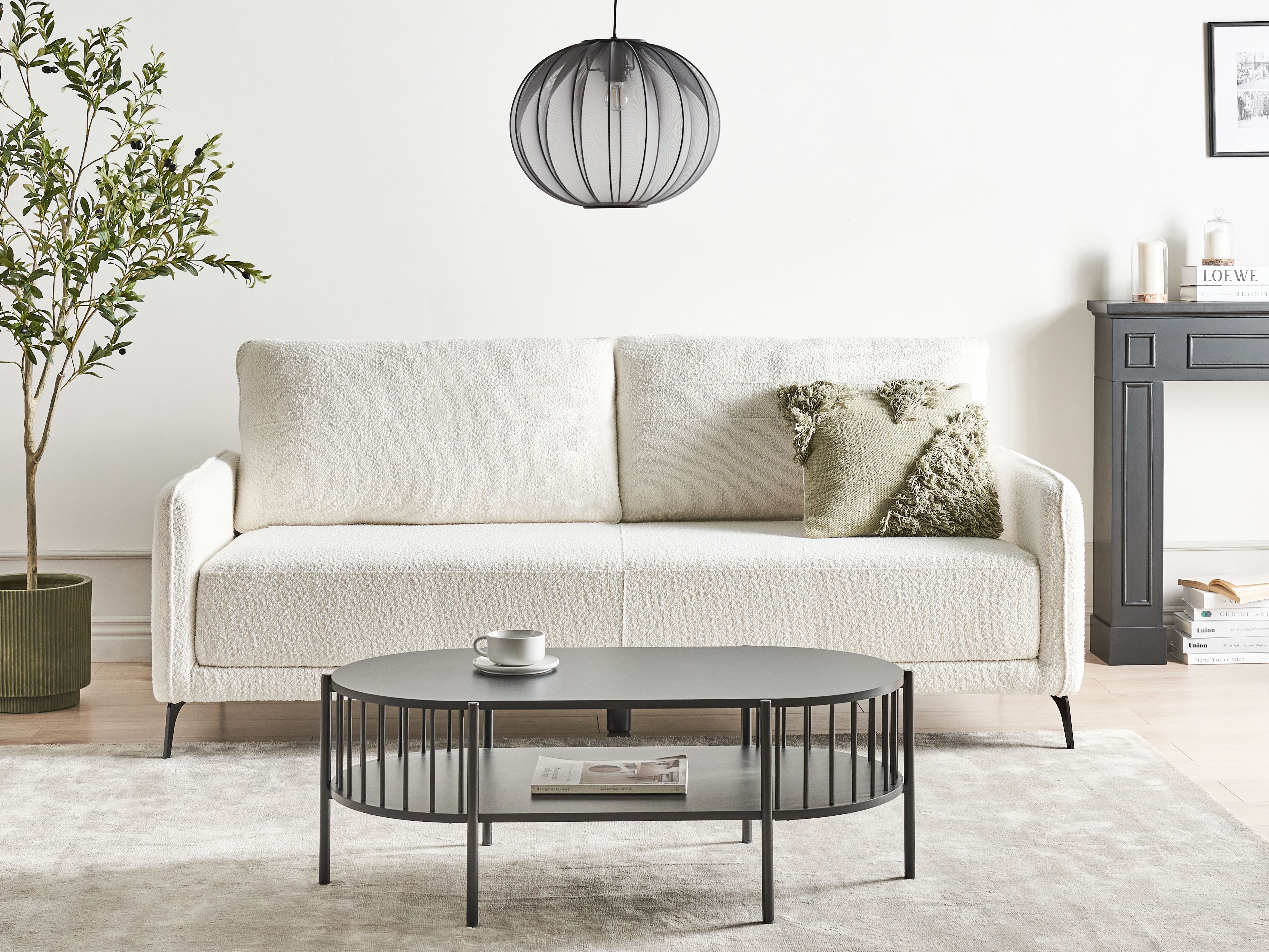Sofa Bed 3 Seater HEMING Boucle Off-White